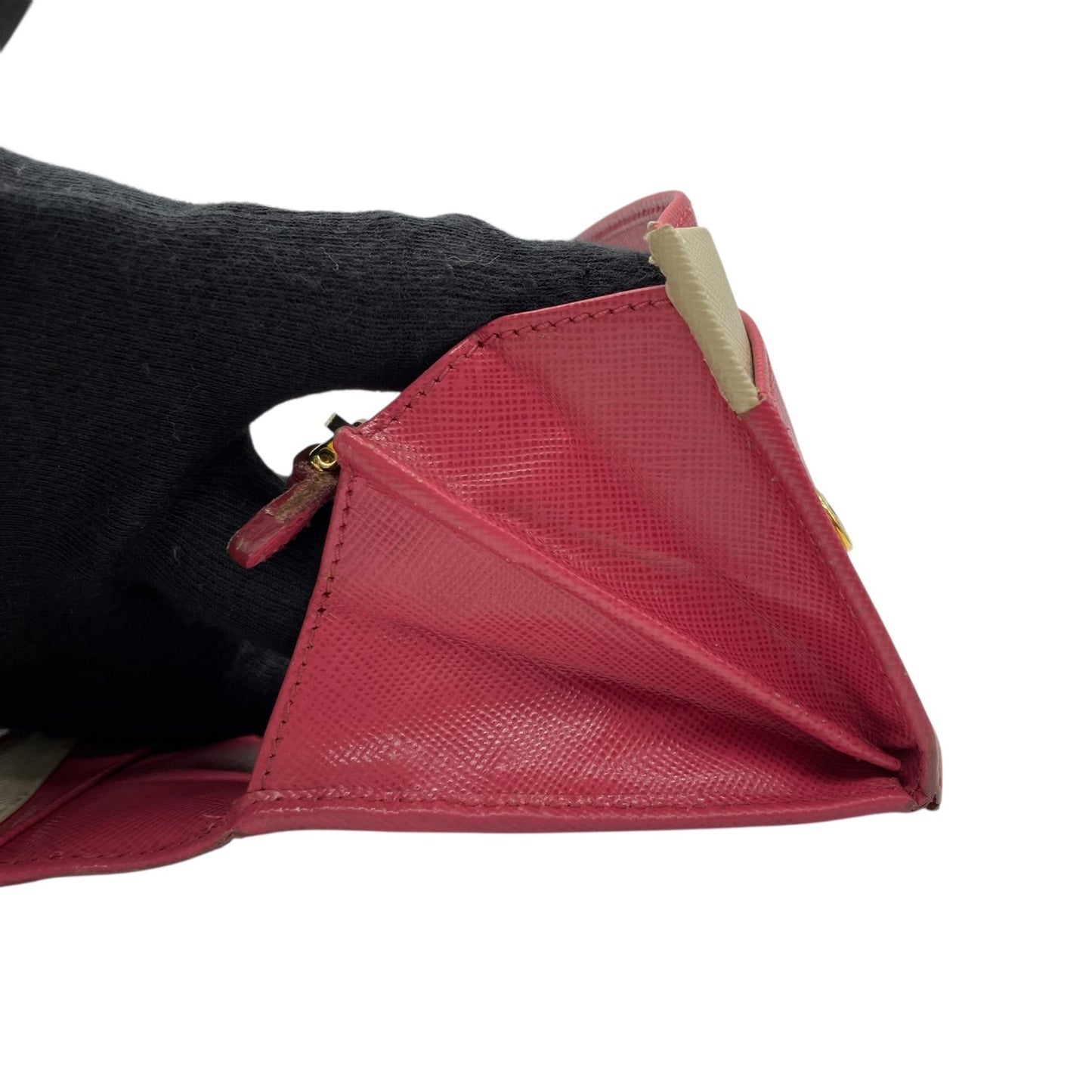 PRADA プラダ 長財布 ロングウォレット サフィアーノレザー フラップ ピンク バイカラー ゴールド金具 ロゴ レディース W3