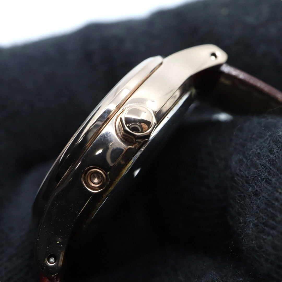 【美品】シチズン xC クロスシー 腕時計 エコドライブ電波時計 H246 チタン ローズゴールド レッド サンバースト レザーベルト レディース G4