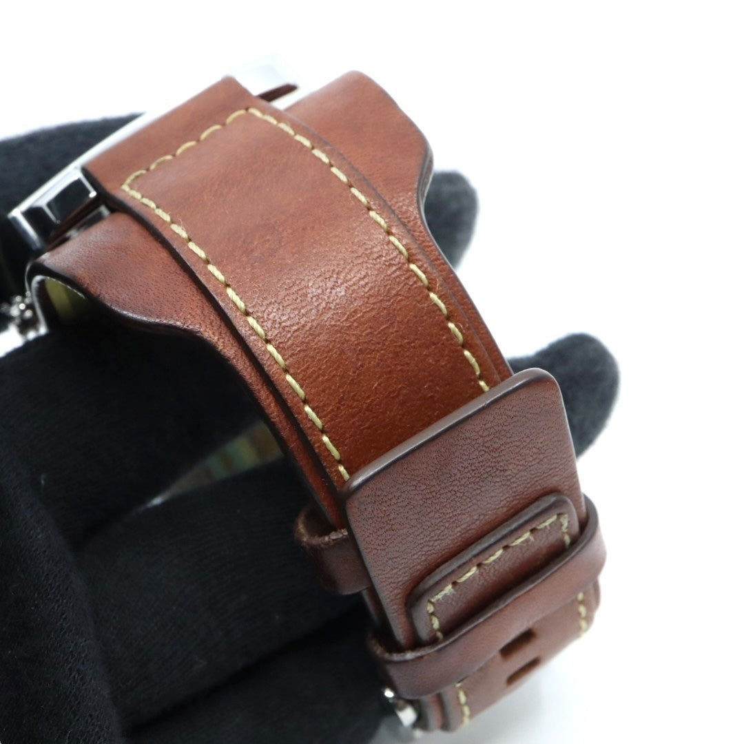 【美品/稼働品】フォッシル 腕時計 JR-9633 アナデジ ウッド調文字盤 カフレザー ワイドベルト ブラウン シルバー メンズ クオーツ ヴィンテージ レトロ 個性的 デザインウォッチ ストリート カジュアル G9