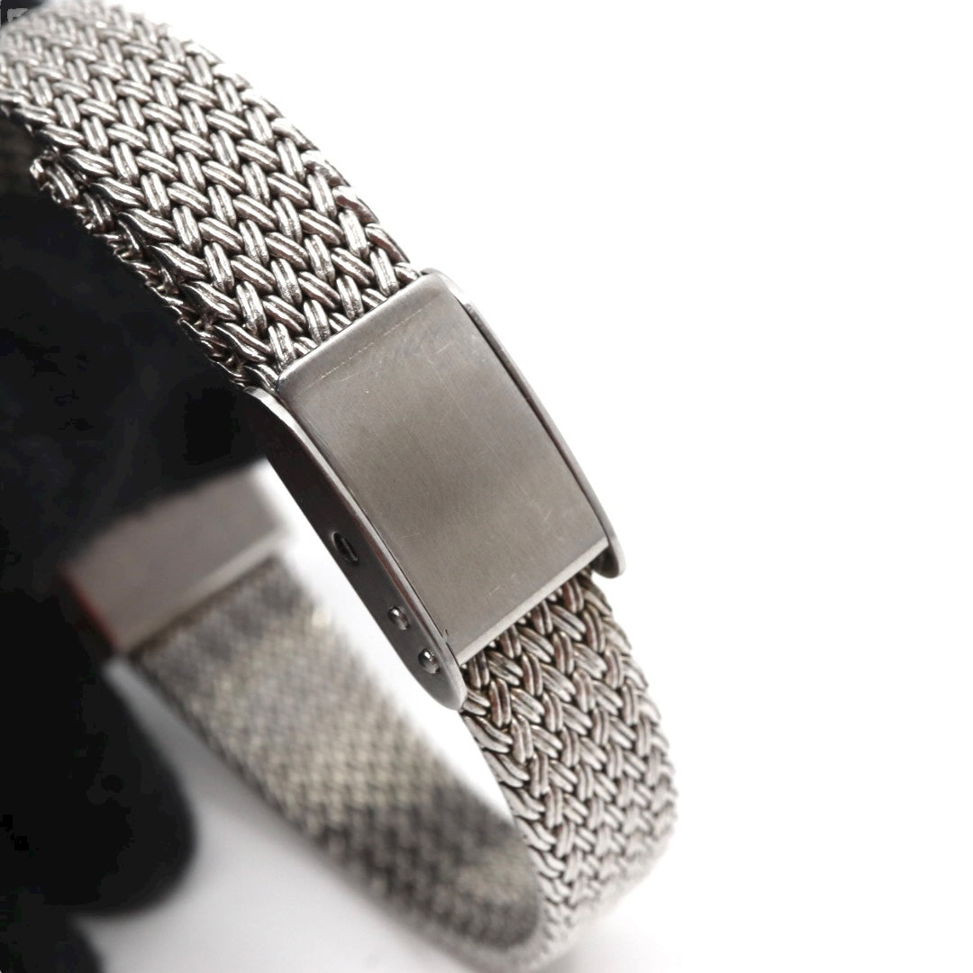 【美品/電池交換済】イエマ YEMA 腕時計 P7307 レディース スクエア ラインストーンベゼル クオーツ シルバー メッシュベルト ブレスレット ジュエリーウォッチ ドレスウォッチ アンティーク ビンテージ クラシック エレガント G10