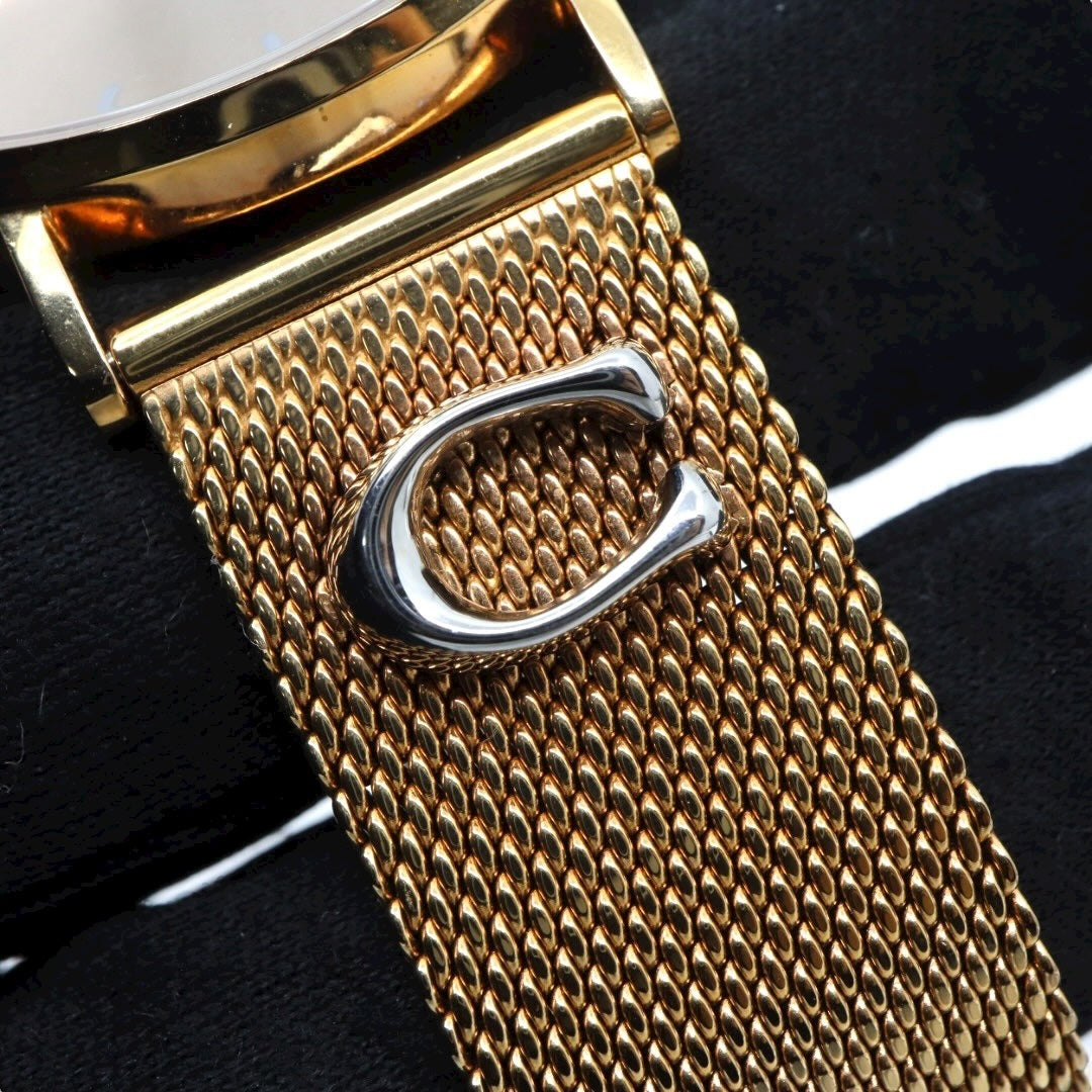 コーチ COACH 腕時計 レディース クォーツ ペリー Perry ゴールド メッシュベルト CA.120.7.34.1710 アナログ ウォッチ ホースアンドキャリッジ 馬車ロゴ エレガント 上品 モダン クラシック 美品 ほぼ新品 希少 G10