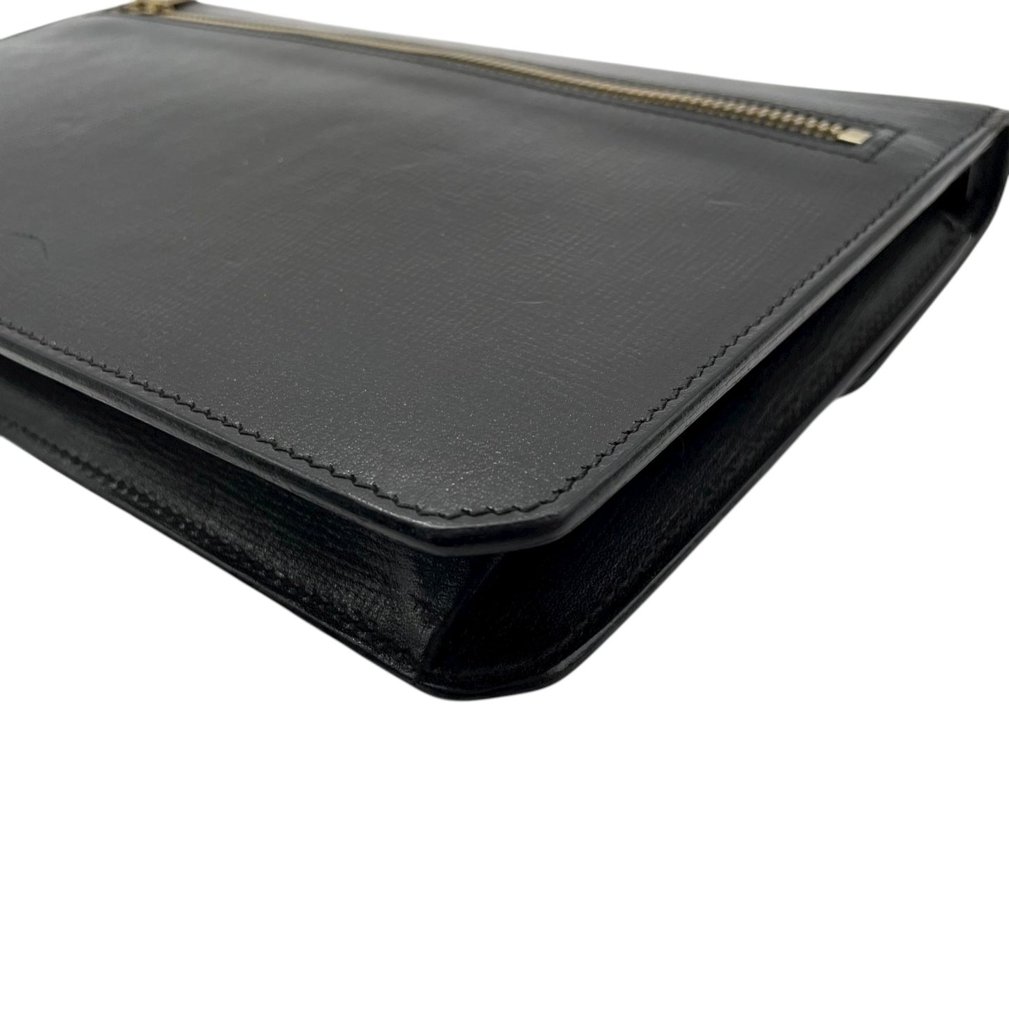 【美品】Valextra ヴァレクストラ クラッチバッグ セカンドバッグ レザー 黒 ブラック ゴールド金具 イタリア製 ヴィンテージ メンズ レディース K9