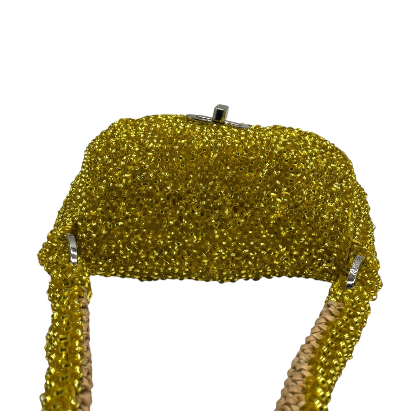 【美品】ANTEPRIMA アンテプリマ ワイヤーバッグ ワイヤーショルダー バッグ イエロー ワンショルダー きらめき 手編み 立体デザイン K10