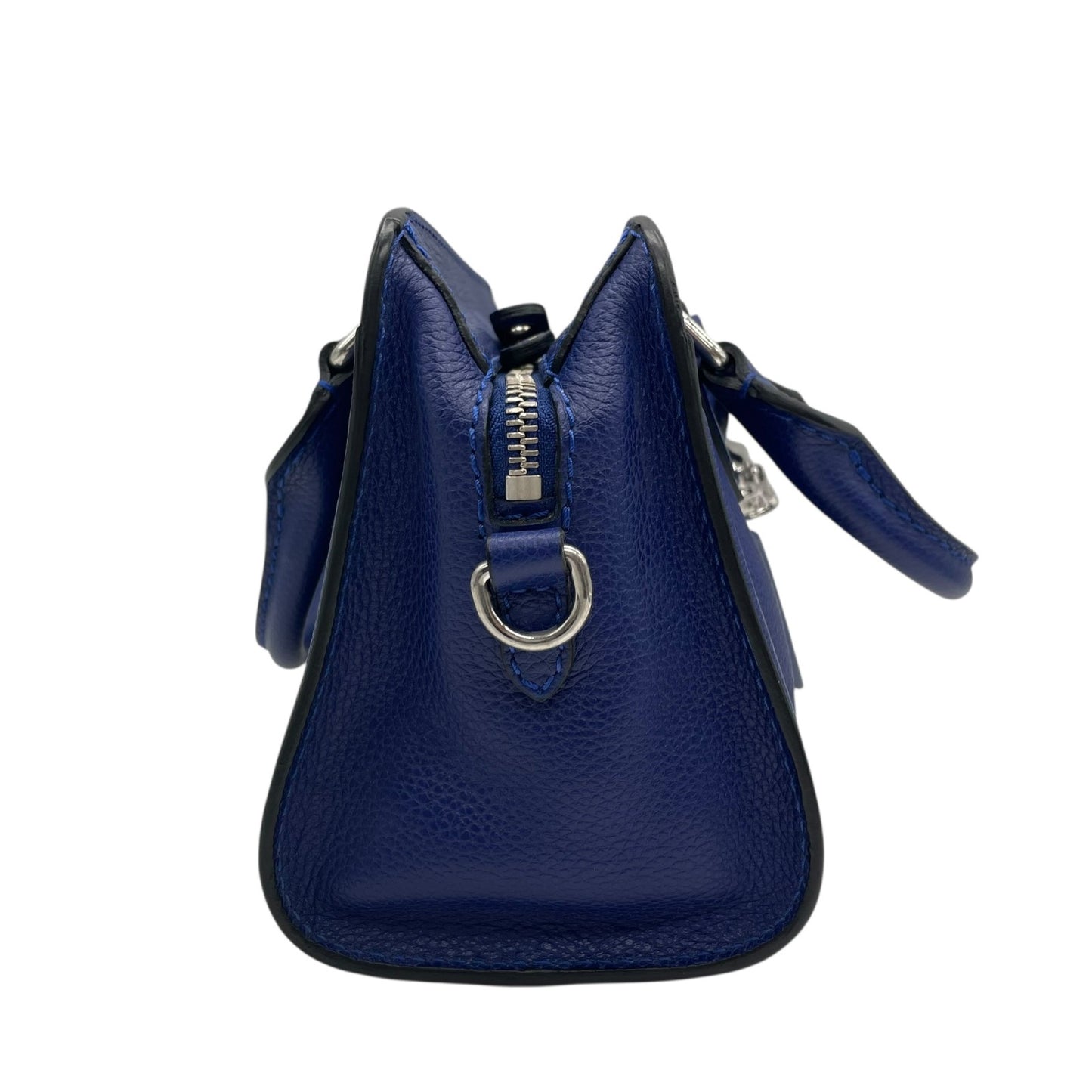 Authentic ALEXANDER McQUEEN 2WAY Handbag Shoulder Bag Skull Padlock Blue Leather Women's Crossbody