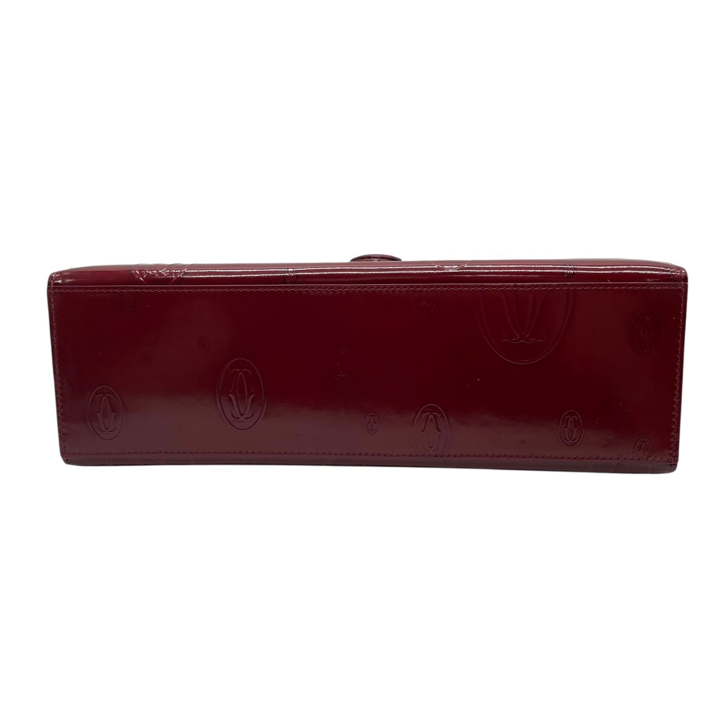 Authentic Cartier Happy Birthday Handbag Patent Leather Bordeaux Red Enamel Women's with Guarantee Card