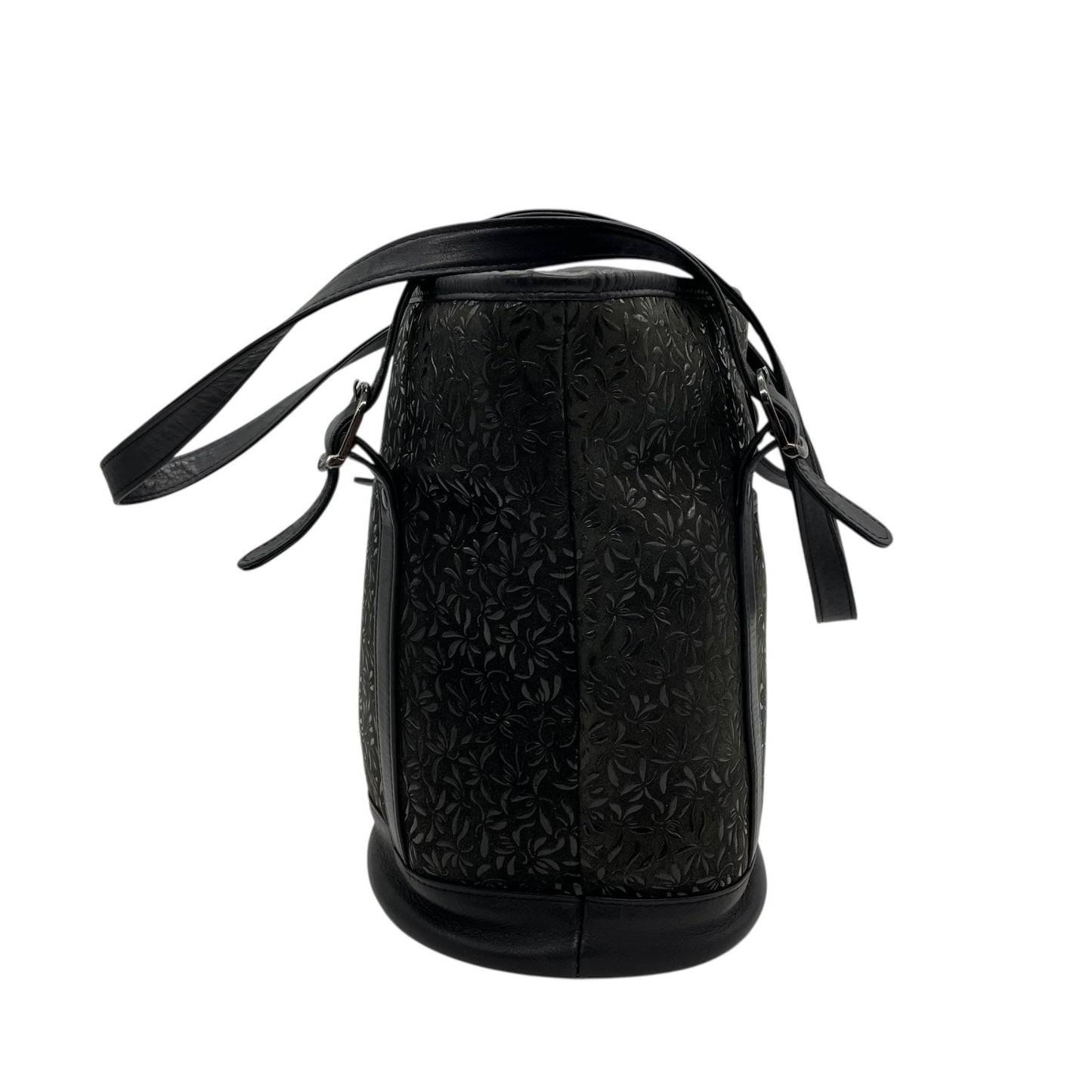 印傳屋 インデンヤ Inden トートバッグ 黒 ブラック レザー 鹿革 漆 ブラック金具 肩掛け可 レディース E11