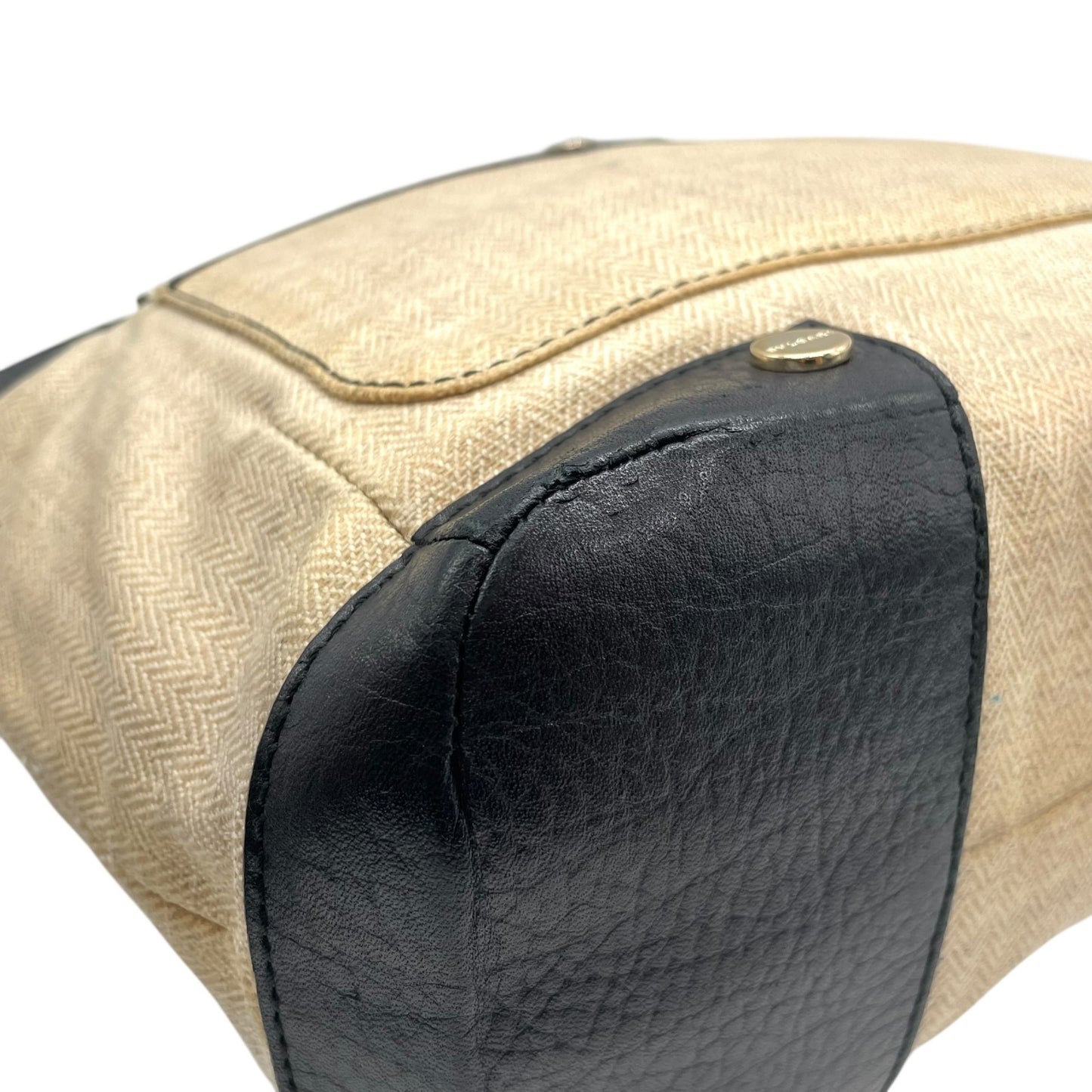 BVLGARI ブルガリ コレツィオーネ 2WAY ハンドバッグ トートバッグ ショルダーバッグ ロゴ キャンバス レザー ベージュ 黒 ブラック ゴールド金具 斜め掛け可 メンズ レディース K3