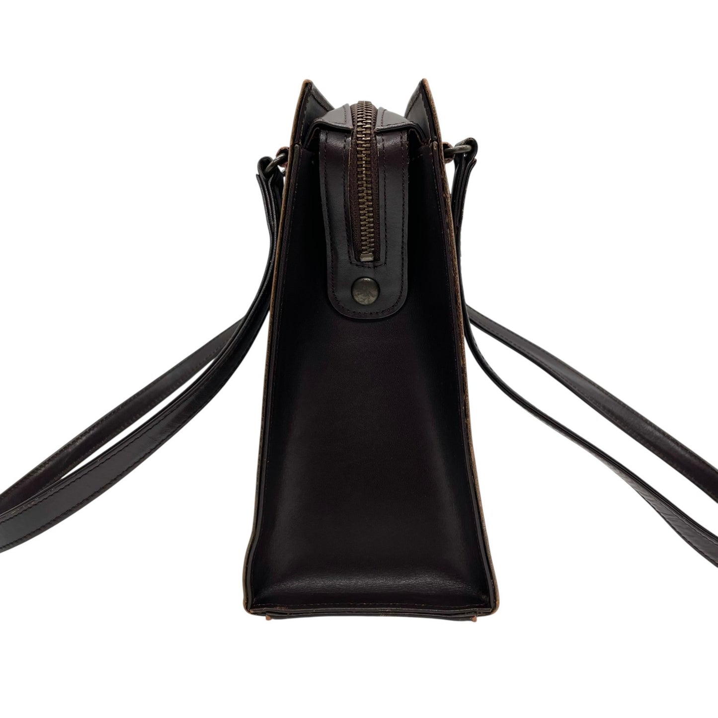 入手困難 Jean Paul GAULTIER ジャンポールゴルチエ ハンドバッグ レザー 本革 ブラウン 茶 ゴールド金具 ワンショルダー 肩掛け可 スクエア型 メンズ レディース K5