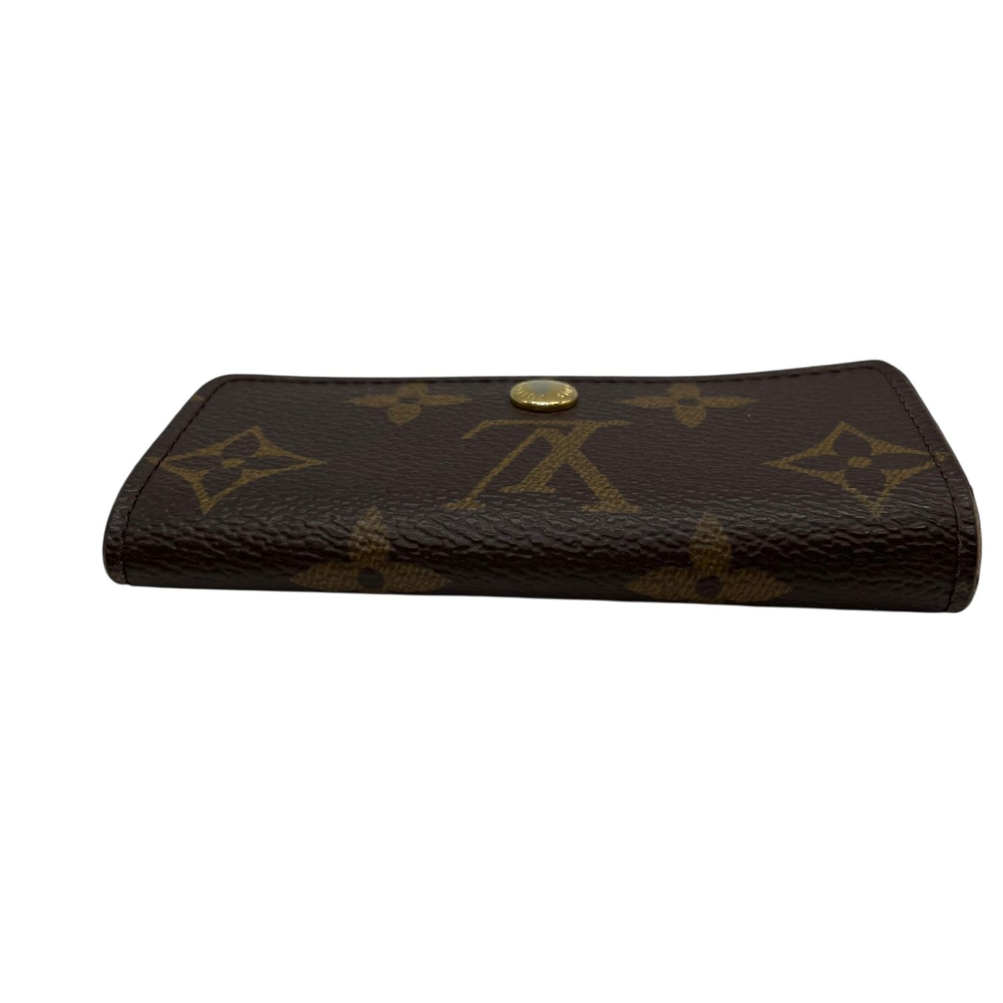 美品 LOUIS VUITTON ルイヴィトン モノグラム 三つ折り 4連キーケース ミュルティクレ4 M69517 茶 ブラウン PVC レザー ゴールド金具 レディース メンズ W3