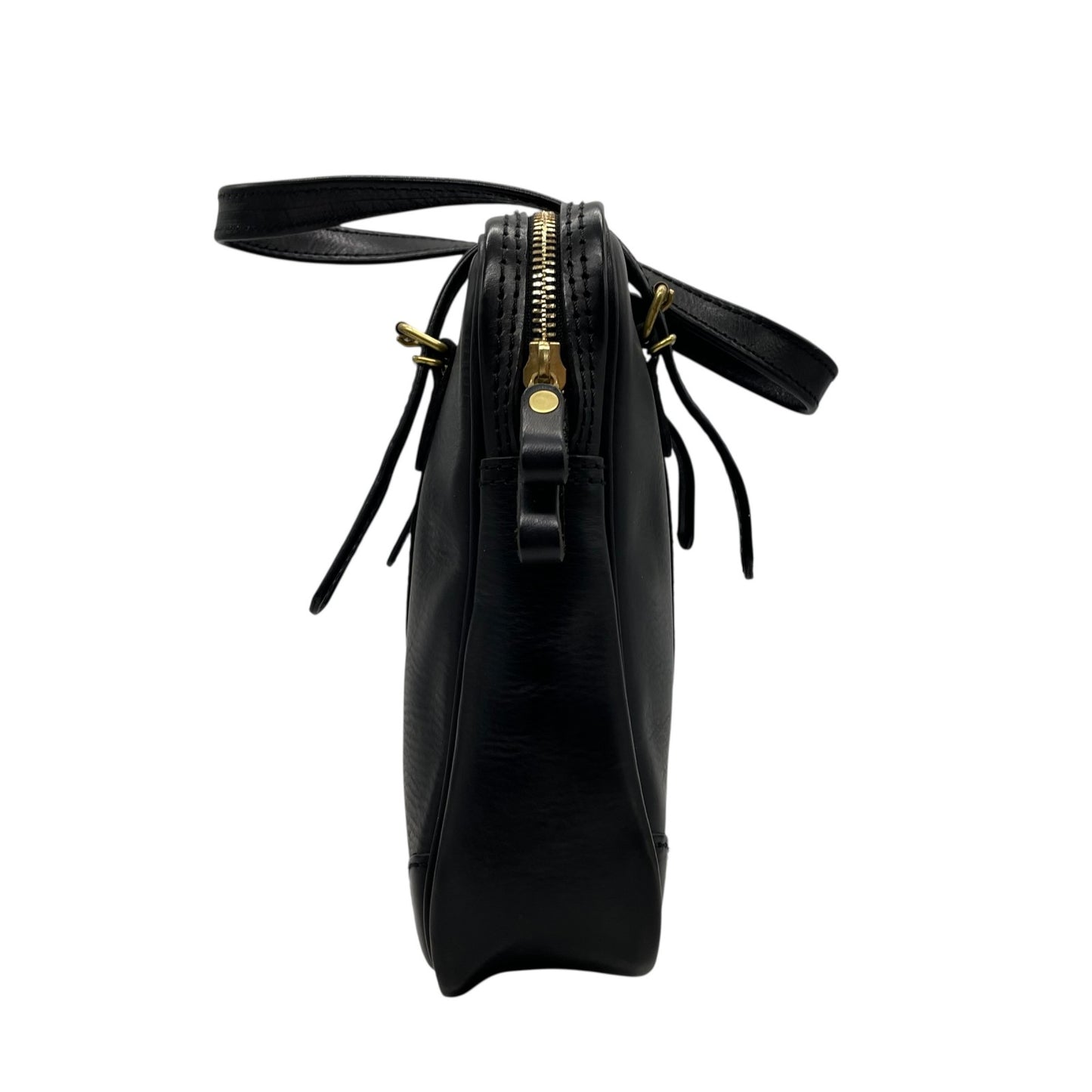 美品 Herz ヘルツ 二本手 ビジネスバッグ ブリーフケース 書類鞄 黒 ブラック レザー 日本製 ゴールド金具 A4対応 BW-57 メンズ レディース C