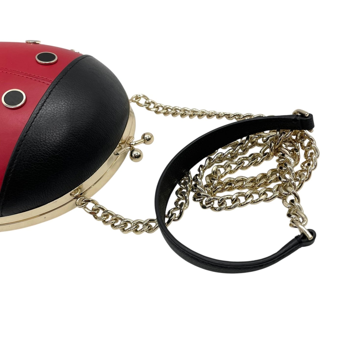 激レア 極美品 Kate Spade ケイトスペード Ladybug 3D てんとう虫 ショルダーバッグ クロスボディ 赤 レッド 黒 ブラック レザー ゴールド金具 チェーンショルダー レディース K8