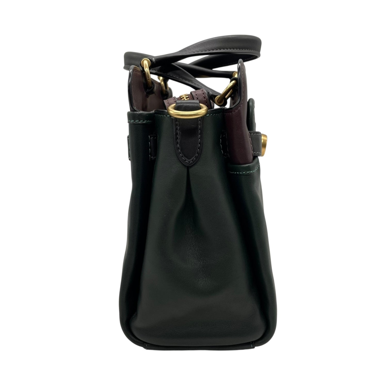 Authentic COACH Tate Carryall 2WAY Handbag Shoulder Bag Dark Green Black Leather Horse Logo