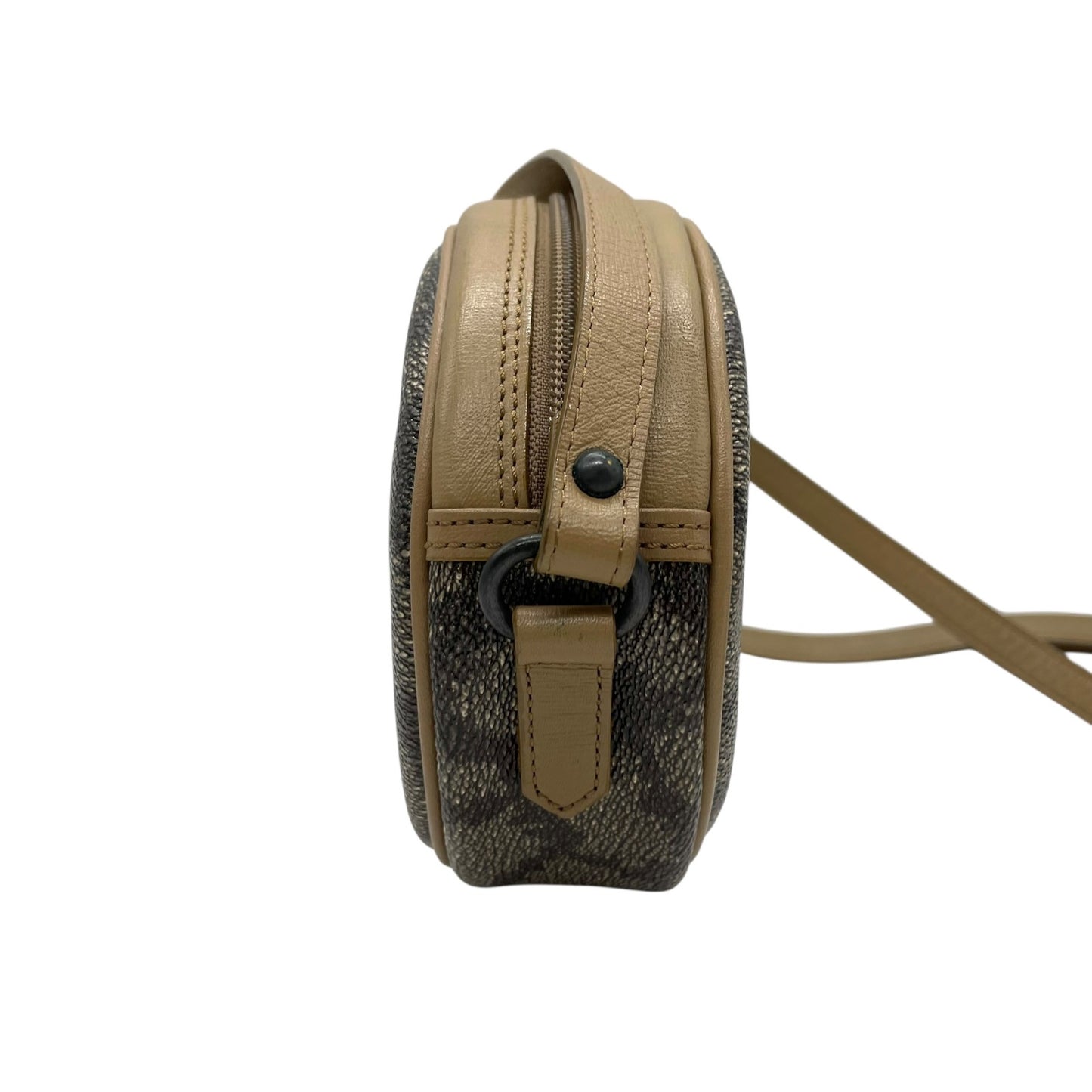 Authentic YVES SAINT LAURENT Giraffe Pattern Camera Bag Shoulder Gray Brown Vintage Women