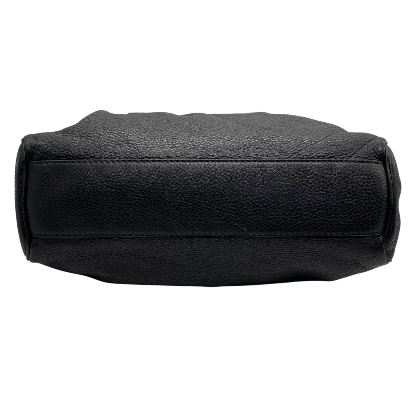 美品 GUCCI グッチ スーキー ハンドバッグ 黒 ブラック レザー シボ革 ゴールド金具 ギャザー インターロッキングG チャーム ヴィンテージ ホーボー レディース Z3