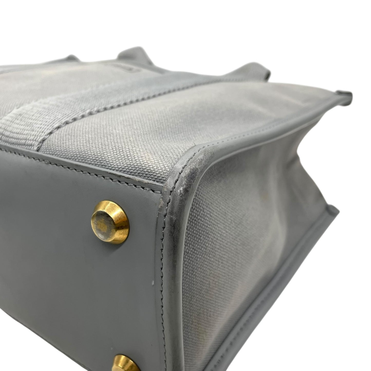 BALENCIAGA バレンシアガ ハードウェア スモール トートバッグ 2way ショルダーバッグ グレー キャンバス レザー ゴールド金具 ロゴ 671402 斜め掛け可 レディース B