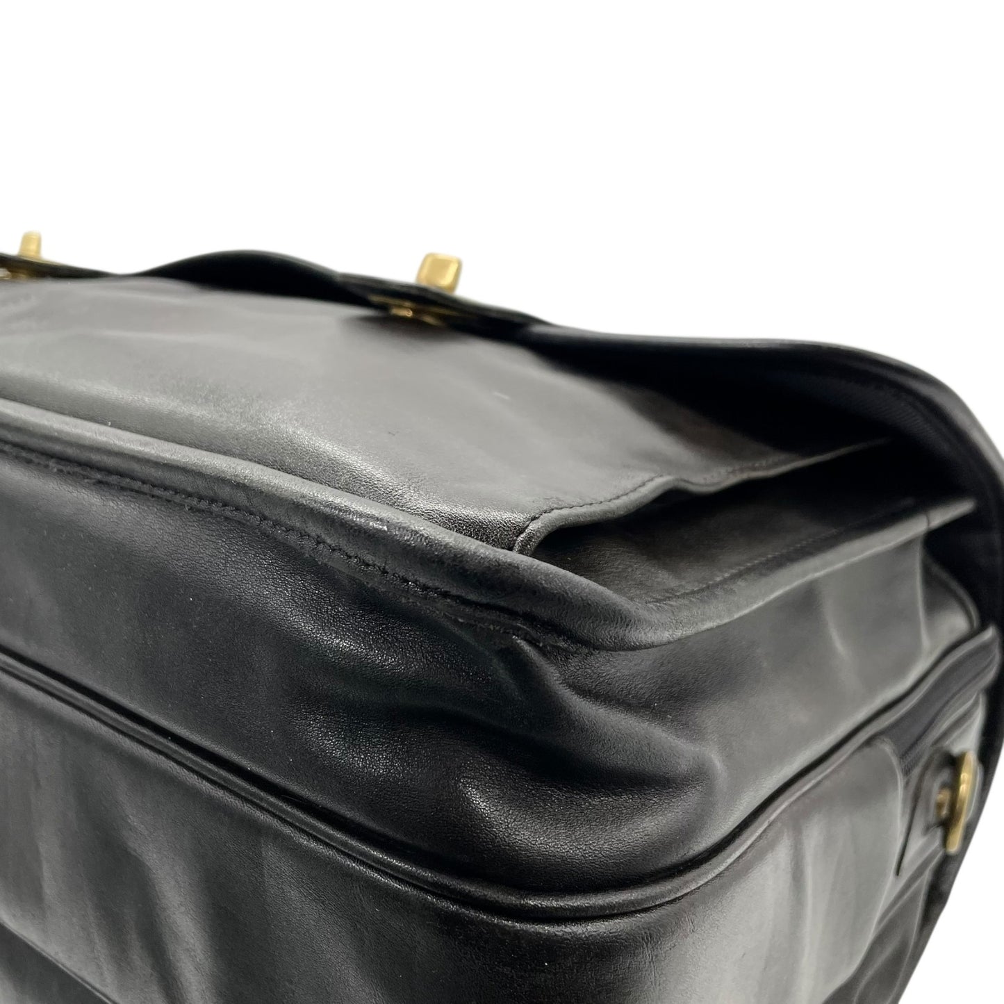 希少 COACH オールドコーチ ヴィンテージ ビジネスバッグ ブリーフケース ハンドバッグ 黒 ブラック ゴールド金具 ターンロック レザー 2WAY ダブルポケット 書類鞄 オールレザー E