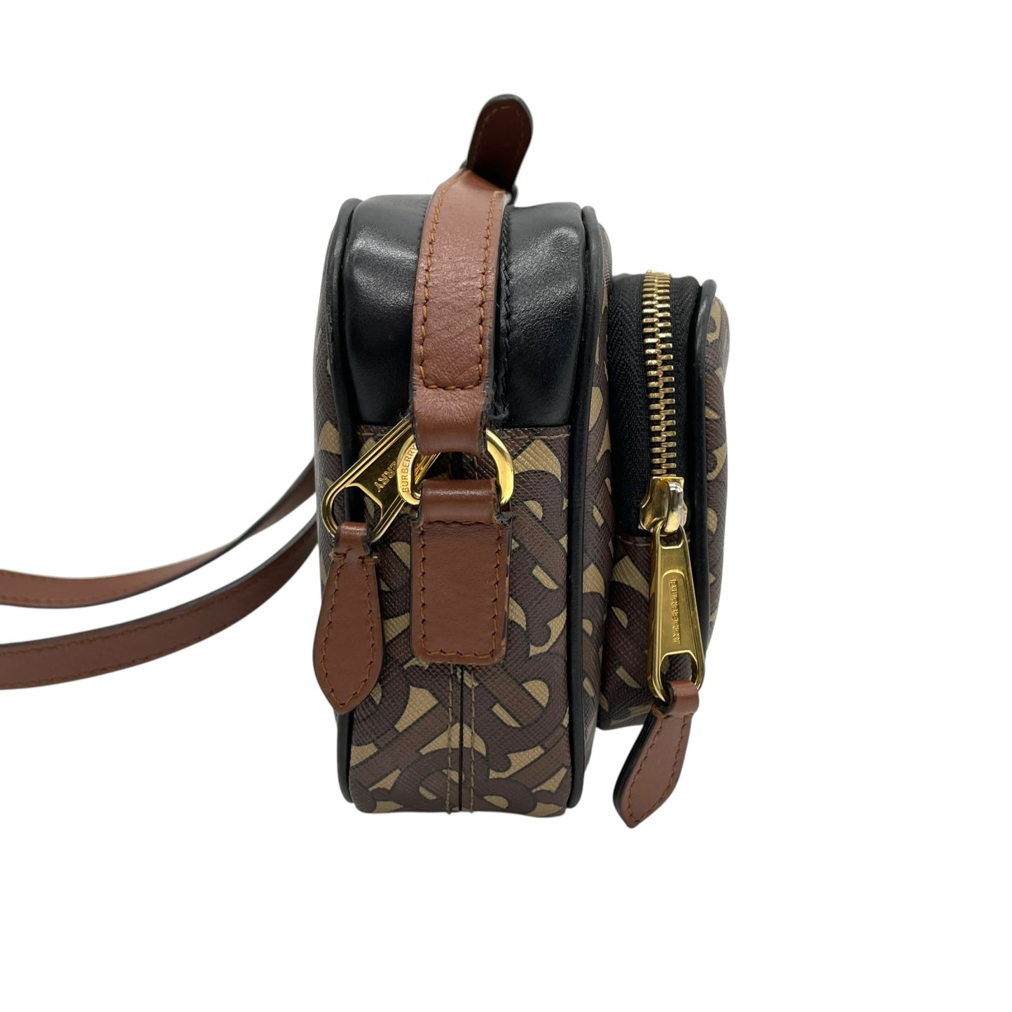 Authentic BURBERRY Monogram Stripe PVC Leather Shoulder Bag Brown Multi