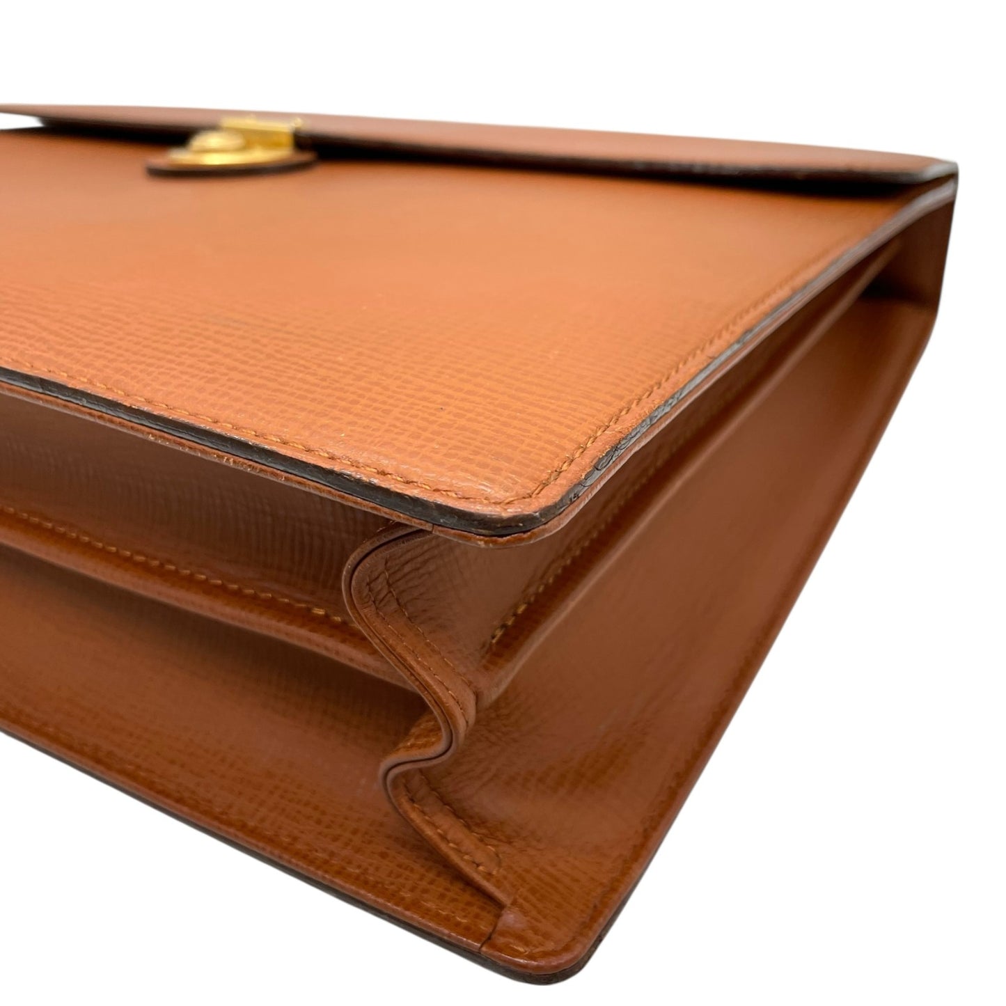 Authentic BURBERRY Leather Briefcase Business Bag Brown Gold Hardware