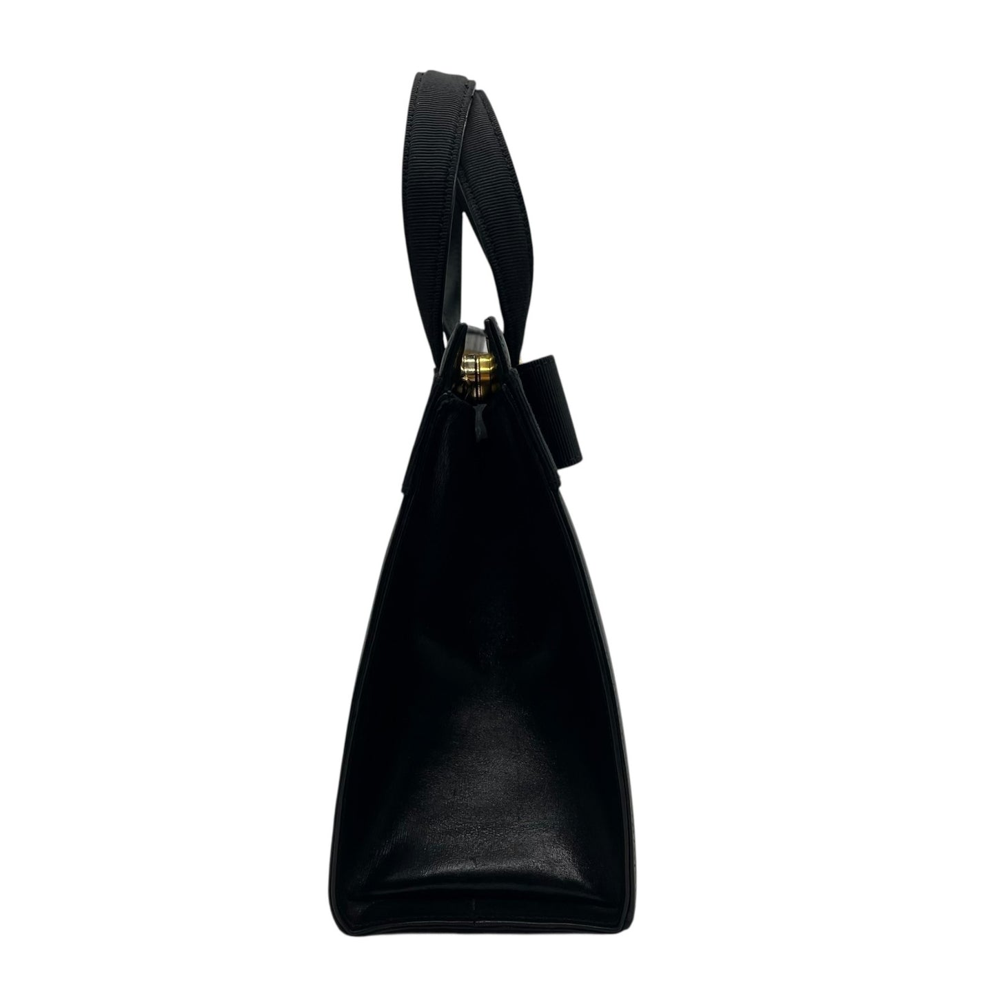 サルヴァトーレ フェラガモ ハンドバッグ フォーマルバッグ ヴァラリボン 2WAY 黒 ショルダーバッグ 斜め掛け ゴールド金具 自立 ブラック レザー ヴィンテージ C