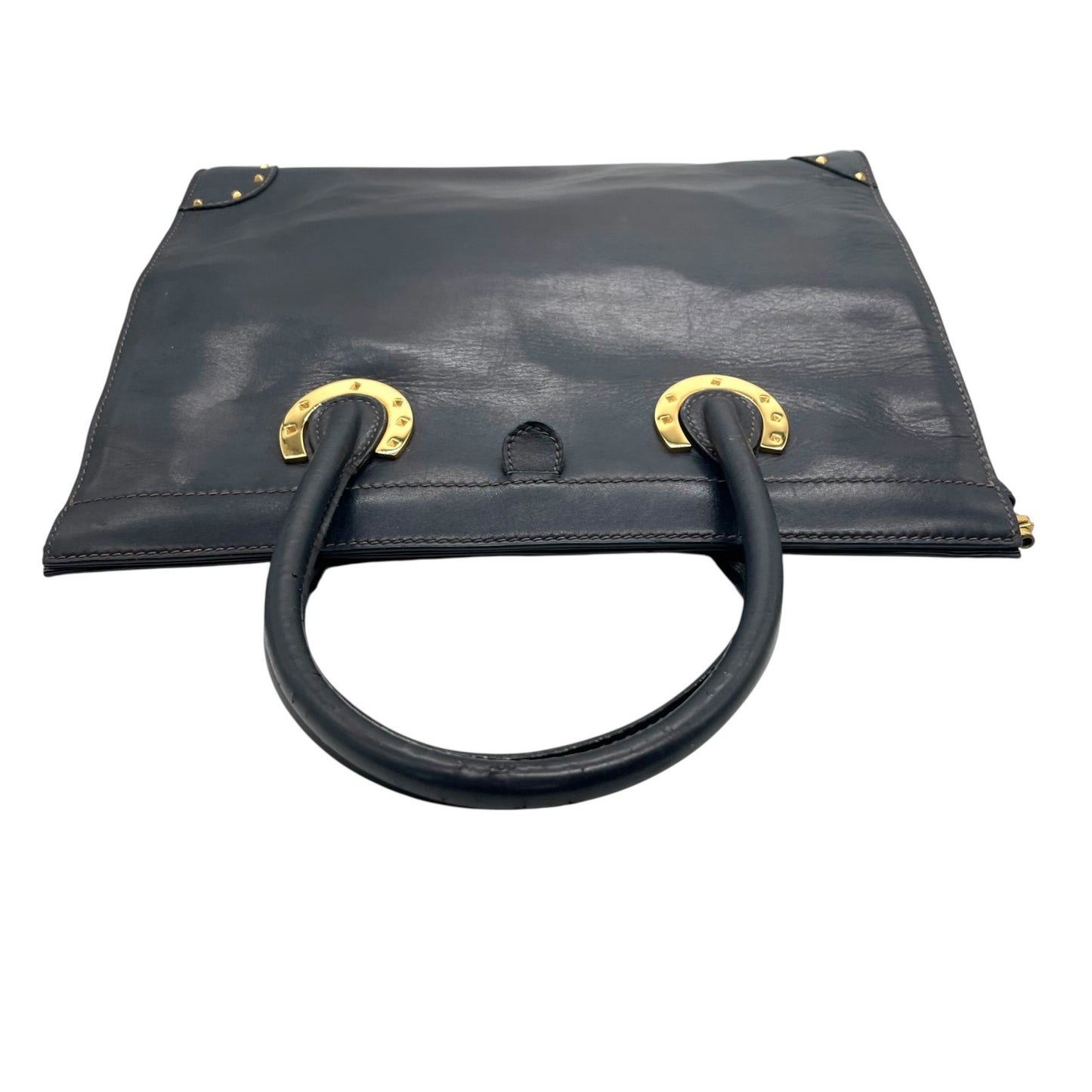 GUCCI グッチ ハンドバッグ トートバッグ ネイビー 紺色 レザー 本革 ゴールド金具 ヴィンテージ オールドグッチ 上品 高級感 通勤 通学 D1