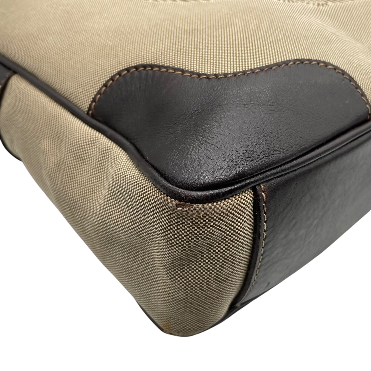 PRADA プラダ ジャガードロゴ 2WAY ビジネスバッグ ショルダーバッグ キャンバス レザー ベージュ ブラウン 南京錠 メンズ レディース Z4