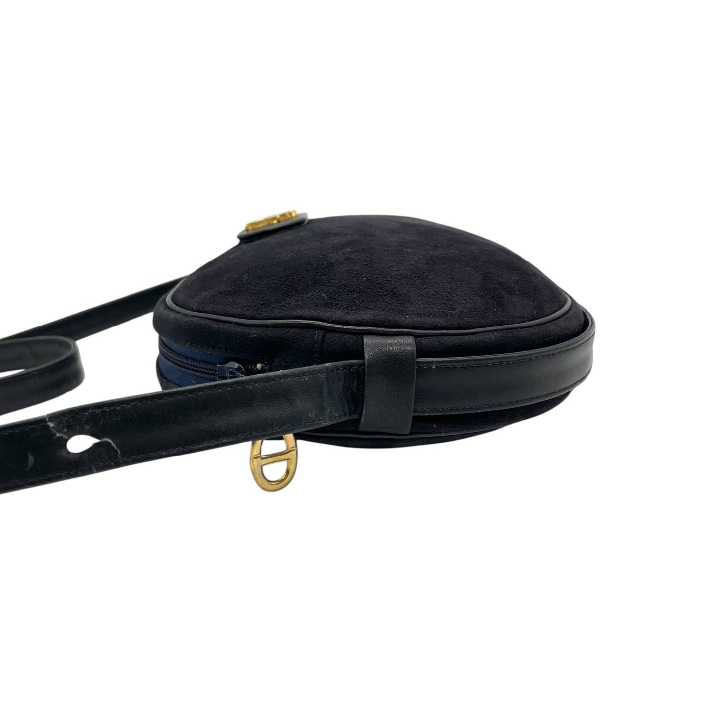 Christian Dior クリスチャンディオール ショルダーバッグ サコッシュ ネイビー 紺色 スエード×レザー Diorロゴ ゴールド金具 クロスボディ ヴィンテージ K10