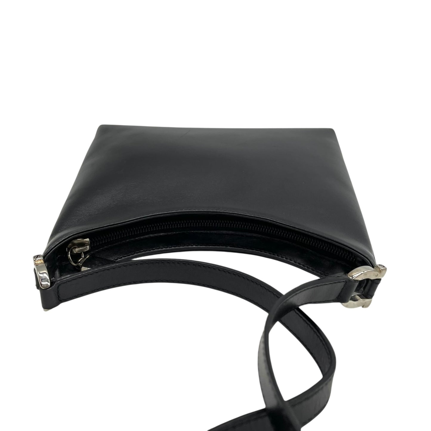 美品 Salvatore Ferragamo フェラガモ ガンチーニ ワンショルダー ショルダーバッグ レザー 黒 ブラック NERO シルバー金具 レディース B