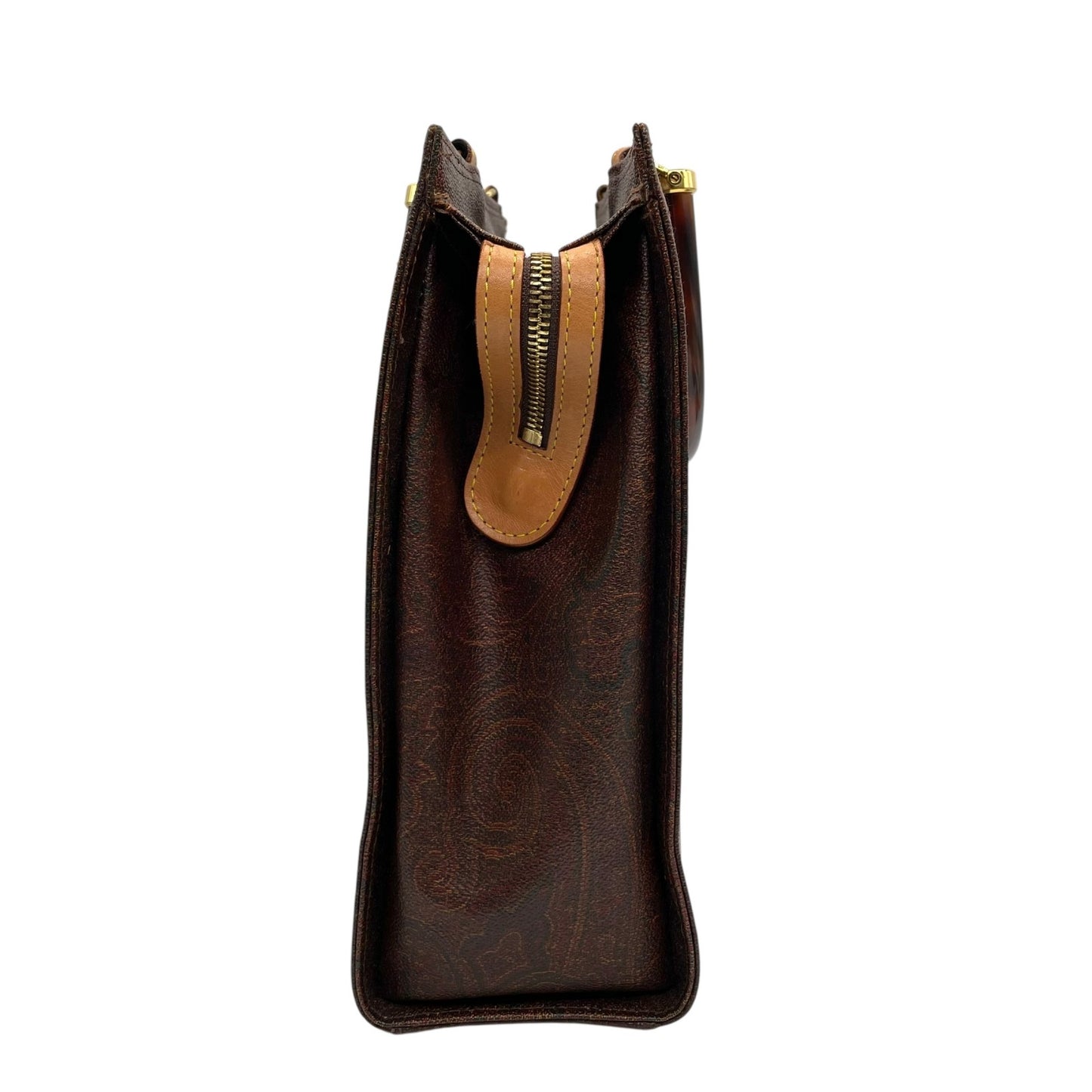 美品 エトロ ETRO ペイズリー柄 トートバッグ ハンドバッグ 2WAY ブラウン 茶色 ショルダー レザー ストラップ付き ヴィンテージ 高級 バッグ A