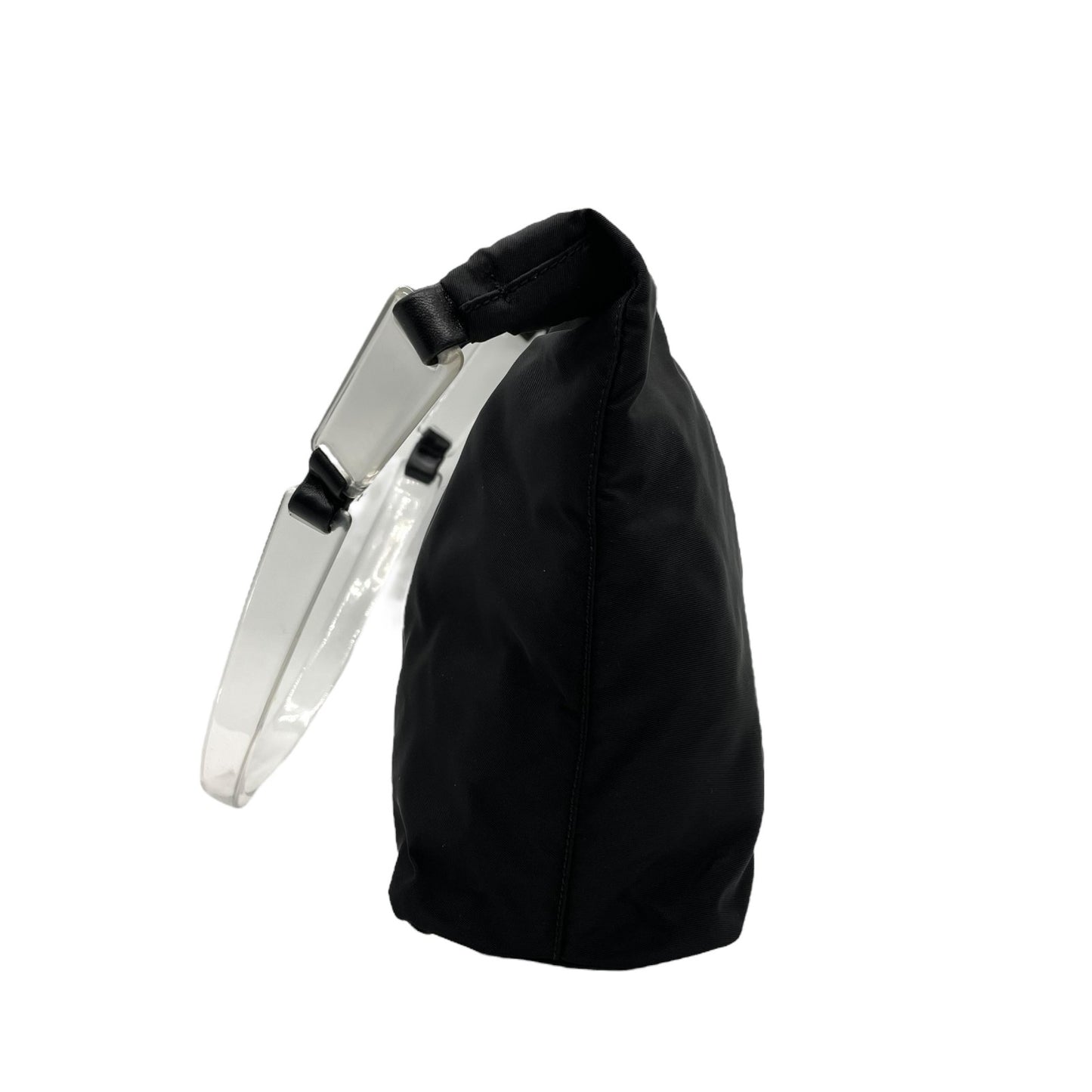 美品 PRADA プラダ ワンショルダー ショルダーバッグ ハンドバッグ 三角プレートロゴ トライアングルロゴ 黒 ブラック ナイロン シルバー金具 レディース B2