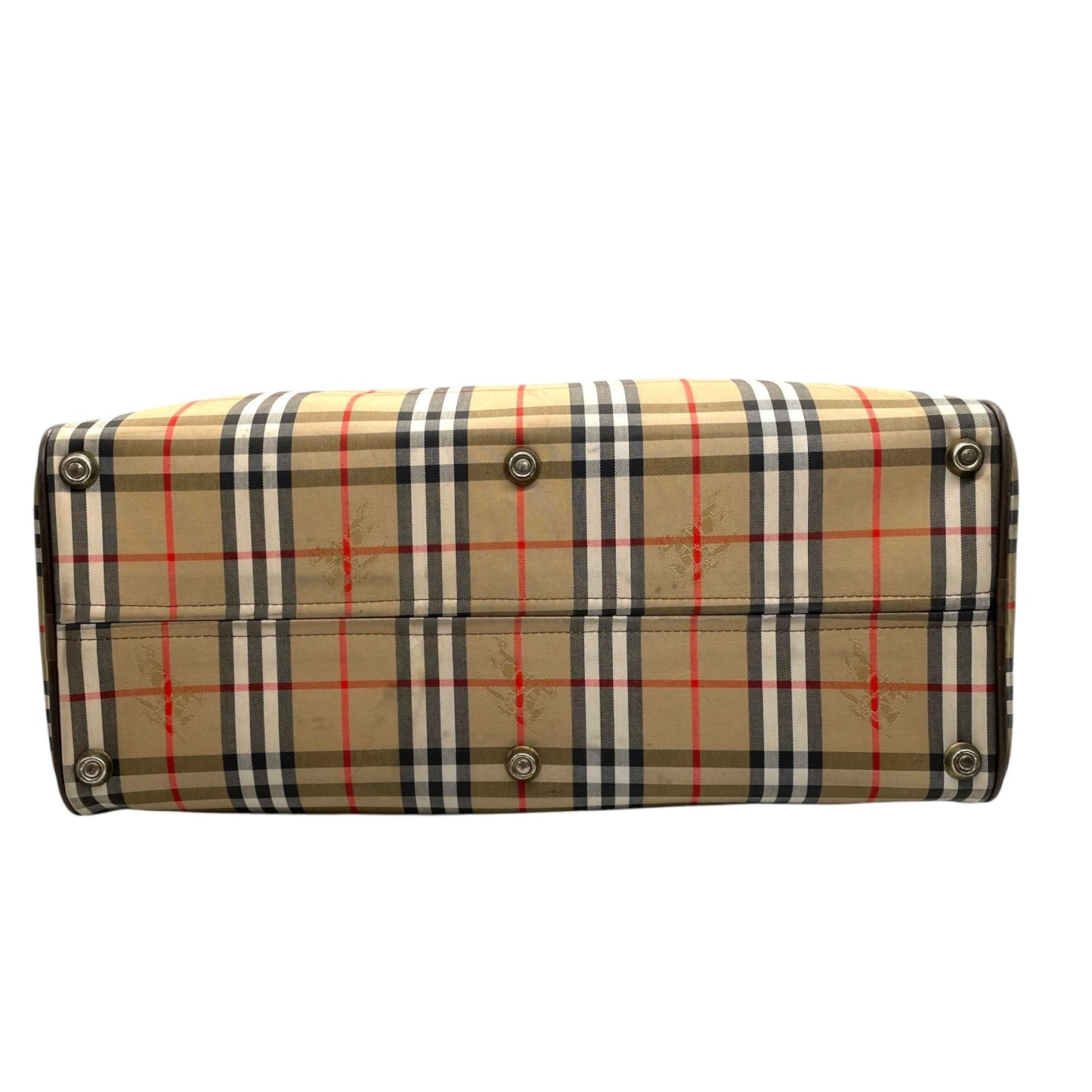 BURBERRY バーバリー ボストンバッグ ノバチェック シャドーホース ベージュ ブラウン キャンバス レザー ゴールド金具 チェック柄 ホースロゴ メンズ レディース ヴィンテージ D