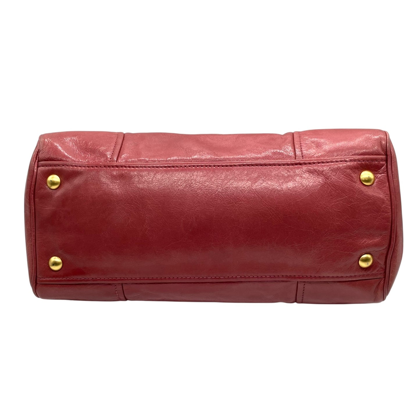 ミュウミュウ MIU MIU レザー ハンドバッグ トートバッグ ピンク ヴィッテロ miu miu VITELLO SHINE 2way Red Tote Bag K5