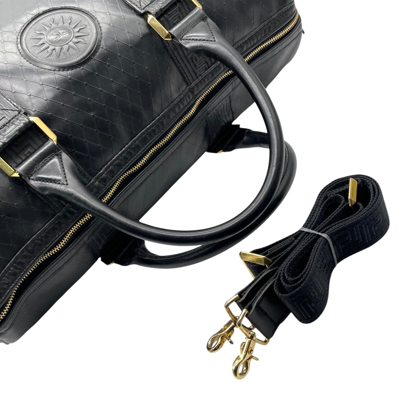 Gianni Versace ジャンニ・ヴェルサーチ ボストンバッグ レザー ブラック【中古】 レディース