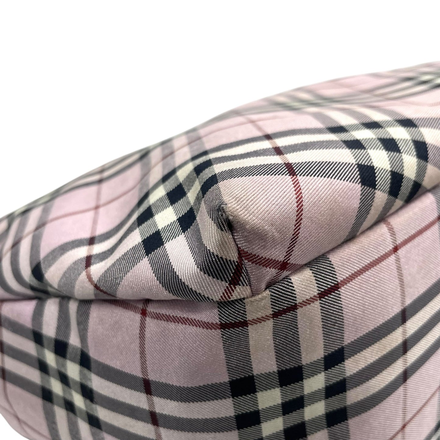 BURBERRY BLUE LABEL バーバリーブルーレーベル ハンドバッグ ノバチェック ピンク ブラウン シルバー金具 ナイロン レザー ファスナー開閉 ミニトート 手提げ ヴィンテージ レディース U9