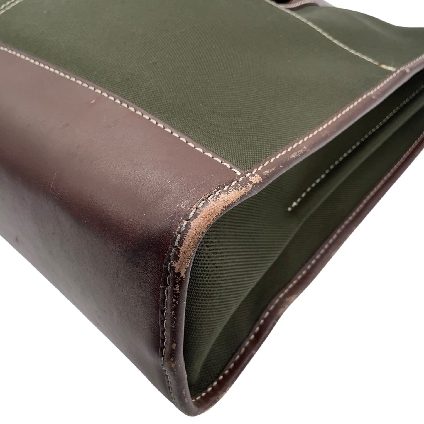 ハンティングワールド HUNTING WORLD トートバッグ ビジネスバッグ キャンバス×レザー グリーン×ブラウン 緑 茶色 メンズ S14