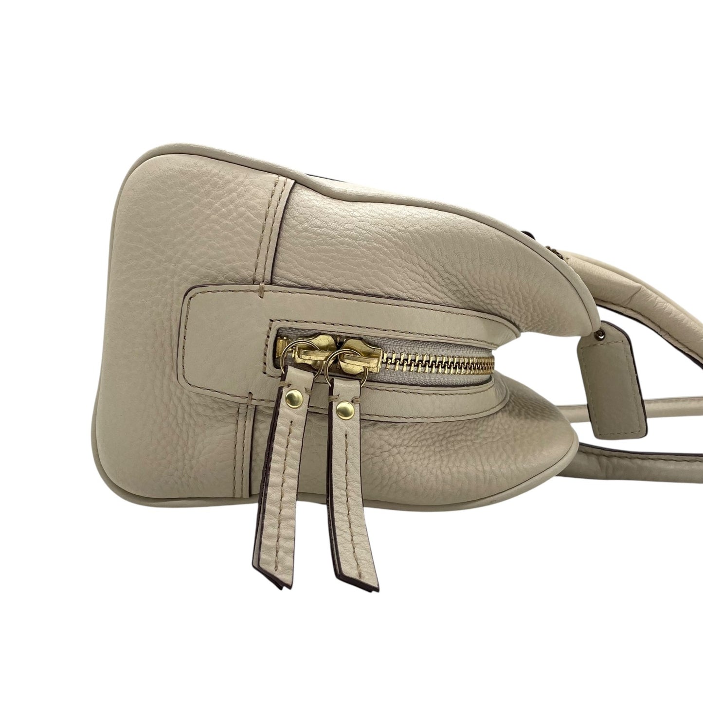 コーチ COACH ハンドバッグ レザー 白 ホワイト系 チャーム タグ付き フリンジ レディース T3