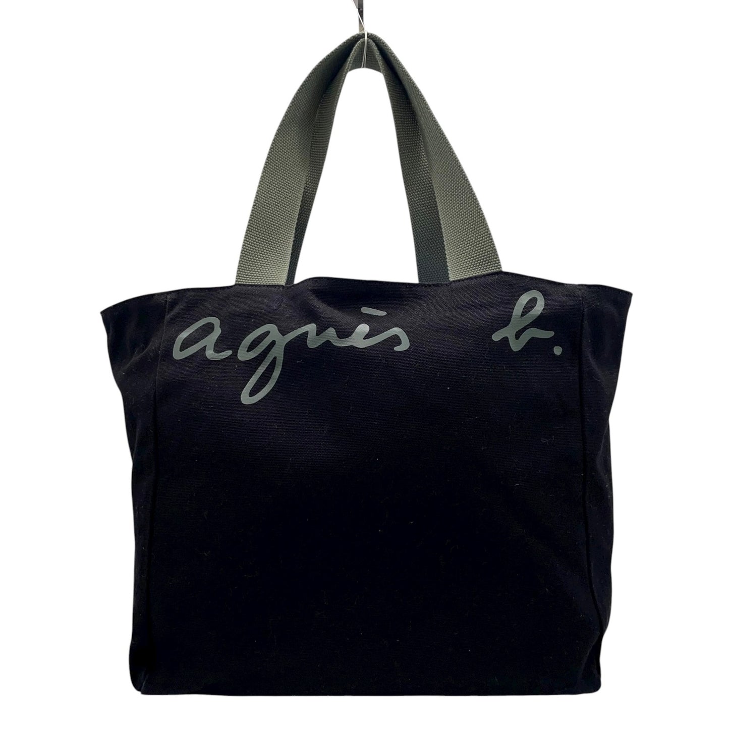 アニエスベー agns b. トートバッグ キャンバス 黒 ブラック ロゴプリント 大容量 ショルダー T3