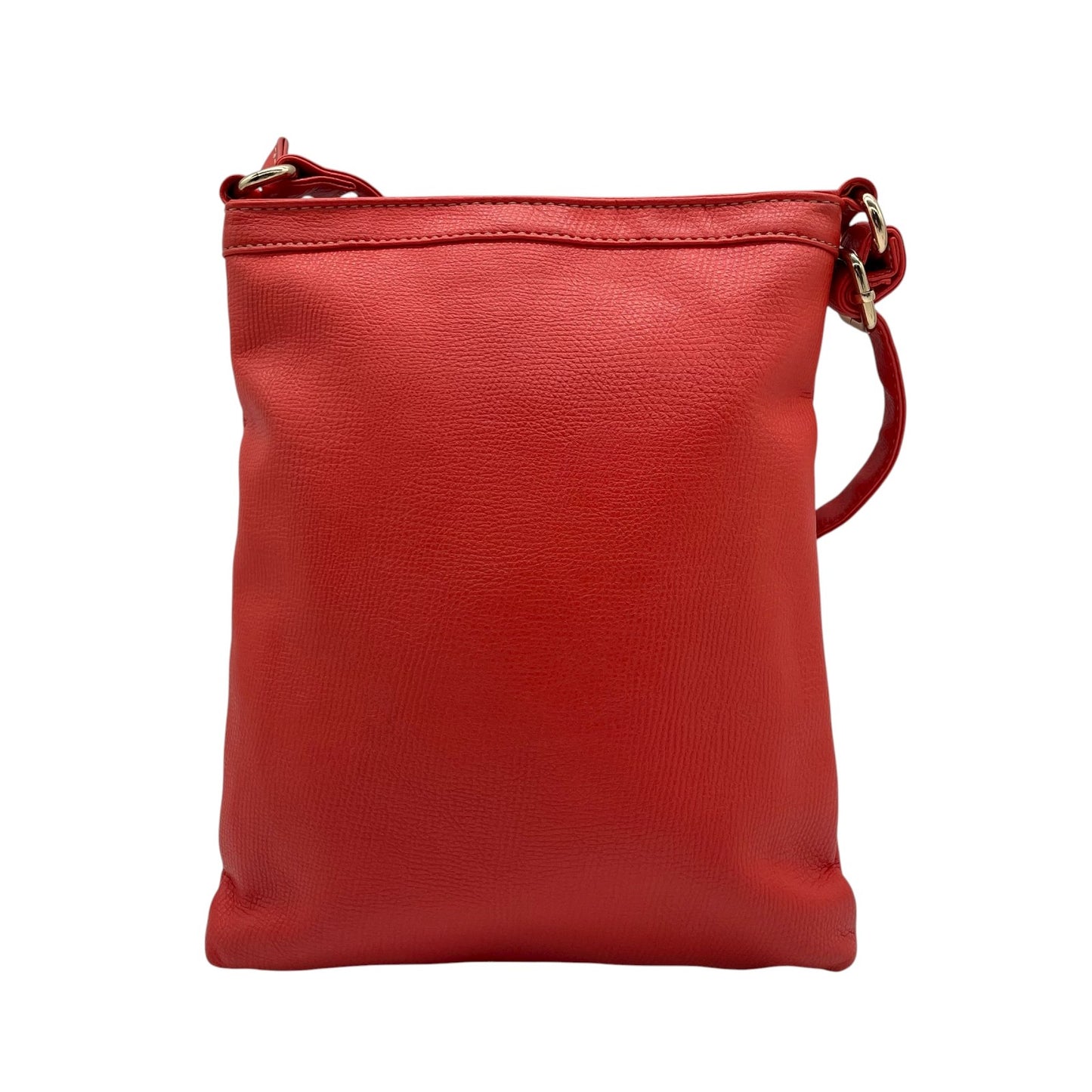 モノコムサ MONO COMME CA ショルダーバッグ レッド レザー フラップポケット付き スタイリッシュ T2