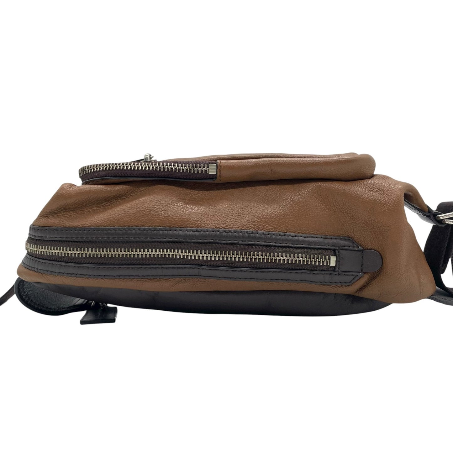 コーチ COACH レザー ボディバッグ ワンショルダー 斜め掛け 茶色 ブラウン シルバー金具 メンズ レディース U2