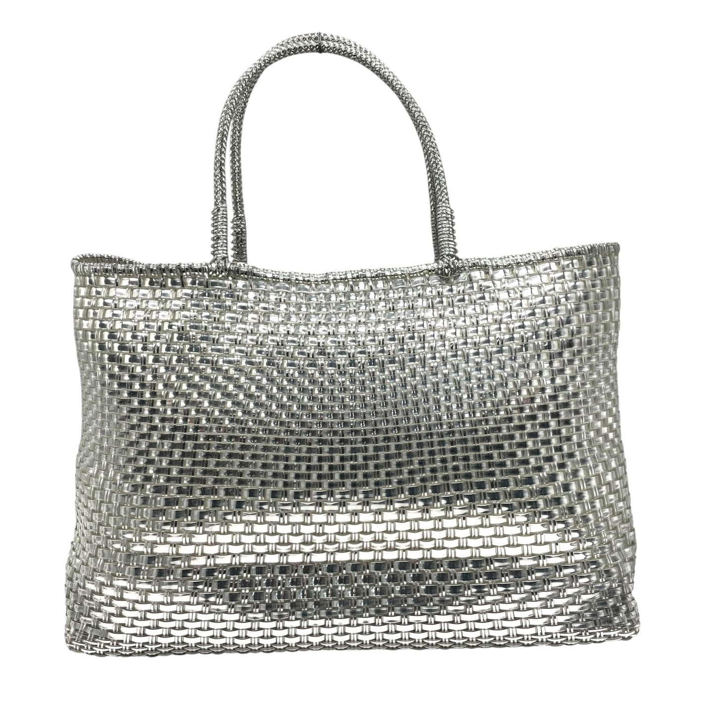 極美品 アンテプリマ ANTEPRIMA ワイヤーバッグ スタンダード イントレチャート スクエア ラージ シルバー バッグインバッグ インナーポーチ付き トートバッグ D