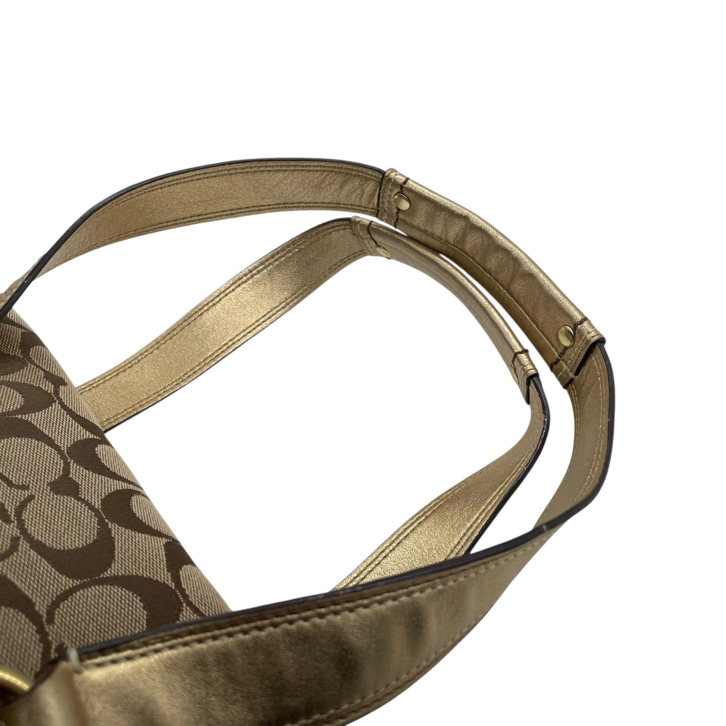 コーチ COACH シグネチャー キャンバス×レザー ハンドバッグ 金金具 ゴールド金具 トートバッグ 美品 S51