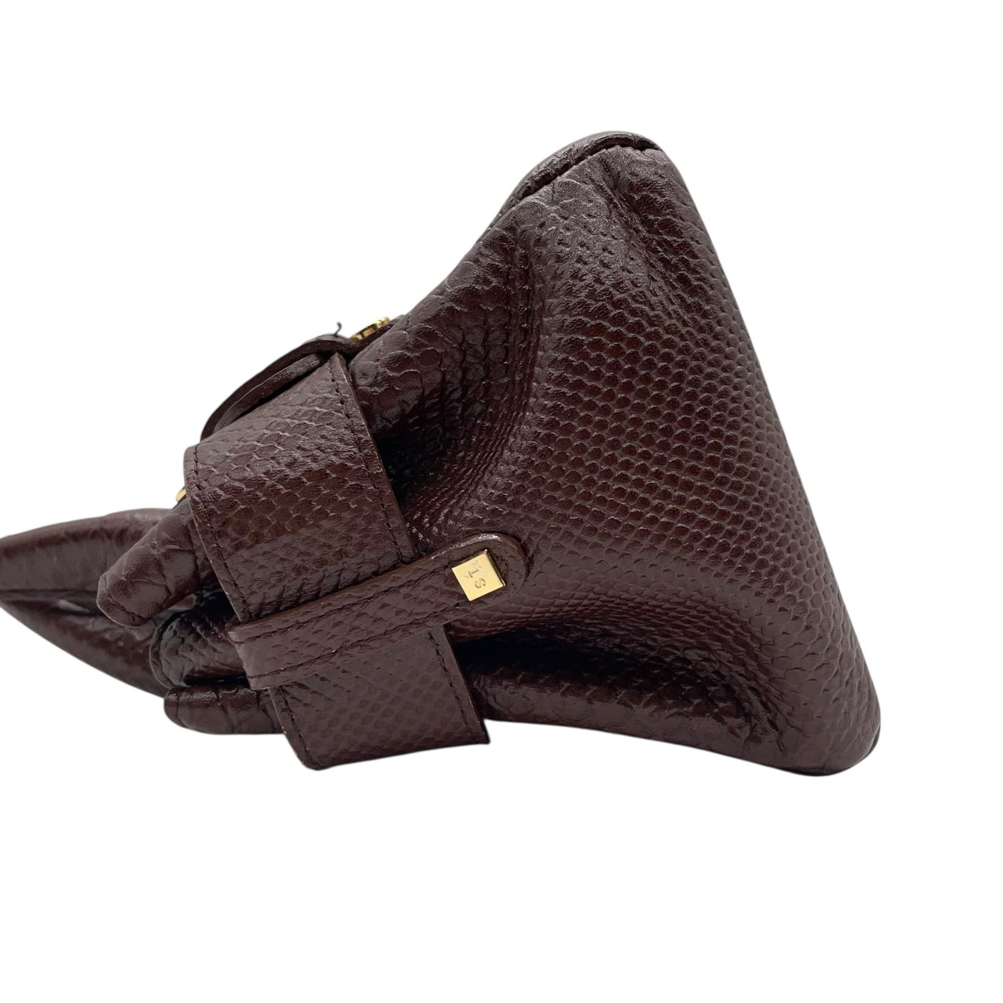 サマンサタバサ Samantha Thavasa 型押し レザー ハンドバッグ ブラウン 茶色 金金具 ゴールド金具 S51