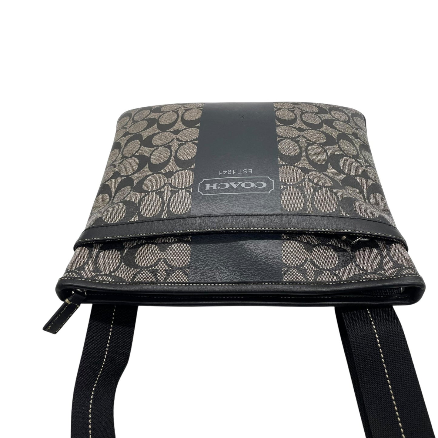 コーチ COACH シグネチャー ショルダーバッグ 黒 ブラック グレー レザー コンビ クロスボディ S50