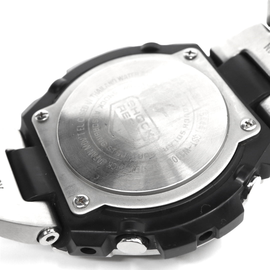 美品 CASIO カシオ G-SHOCK Gスチール GST-W110D ソーラー電波 シルバー メタル フルメタル 腕時計 メンズ クロノグラフ ワールドタイム アラーム タイマー LEDバックライト カシオ ジーショック CASIO GSTW110D G4