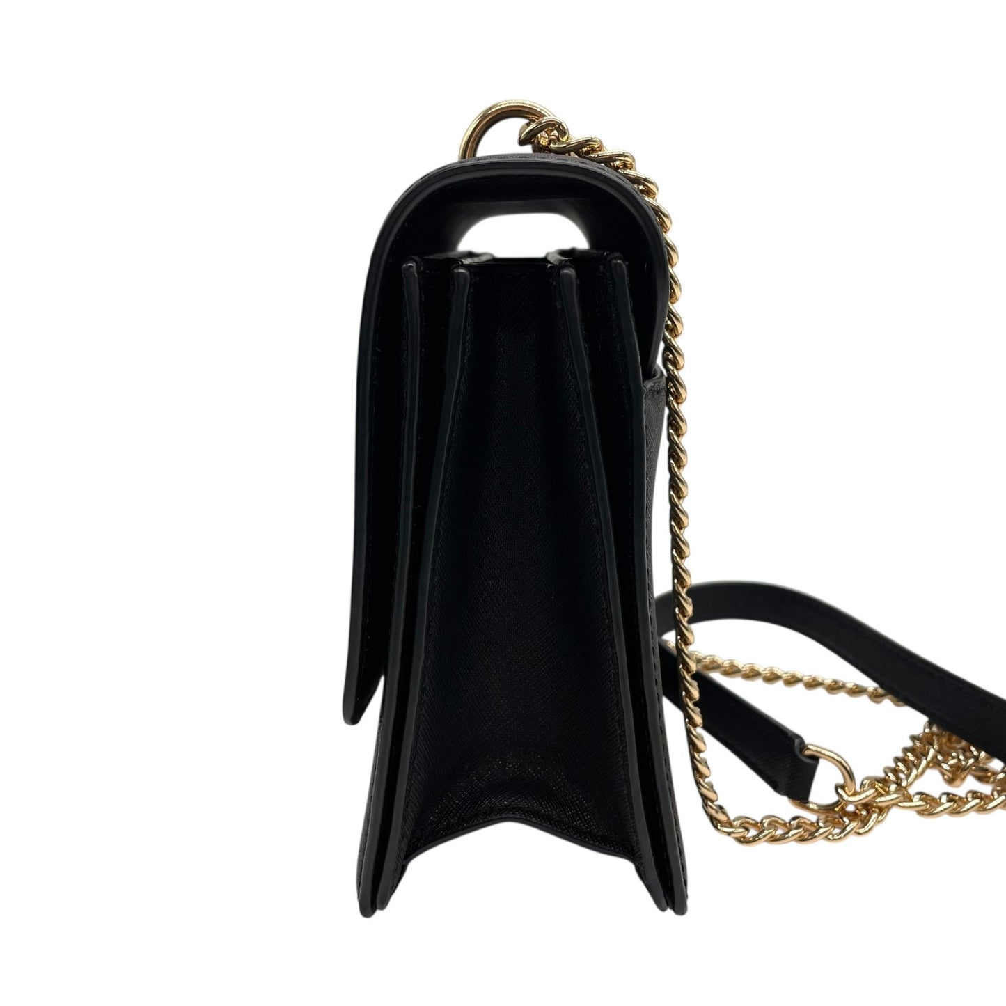 美品 トリーバーチ TORY BURCH チェーンショルダーバッグ ハンドバッグ 肩掛け 型押し 2WAY 黒 ブラック 金 ゴールド レザー ミニバッグ A1