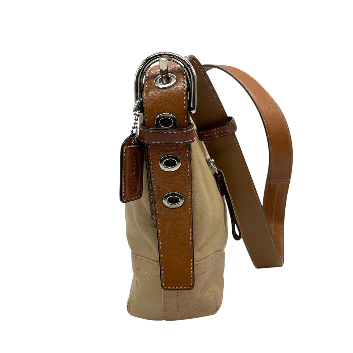 美品 コーチ COACH ワンショルダーバッグ レザー F10939 ベージュ 茶色 ブラウン シルバー金具 上品 本革 S52