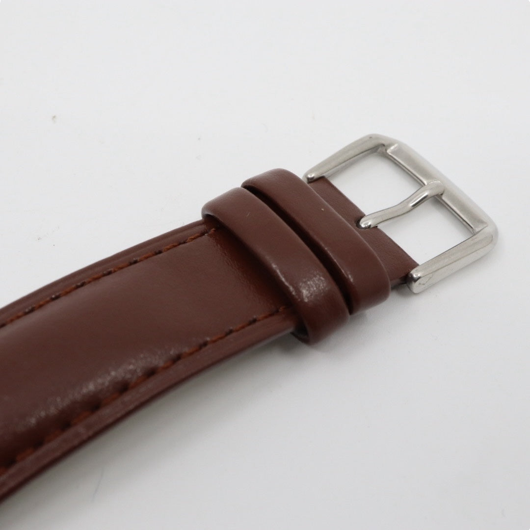 【極美品】 稼働品 新品ベルト ORIENT オリエント 腕時計 46E701-91 自動巻き 21石 デイデイト シルバーダイヤル メンズ アナログ ドレスウォッチ フルーテッドベゼル クラシック ヴィンテージ ビジネス ブラウンレザー G4