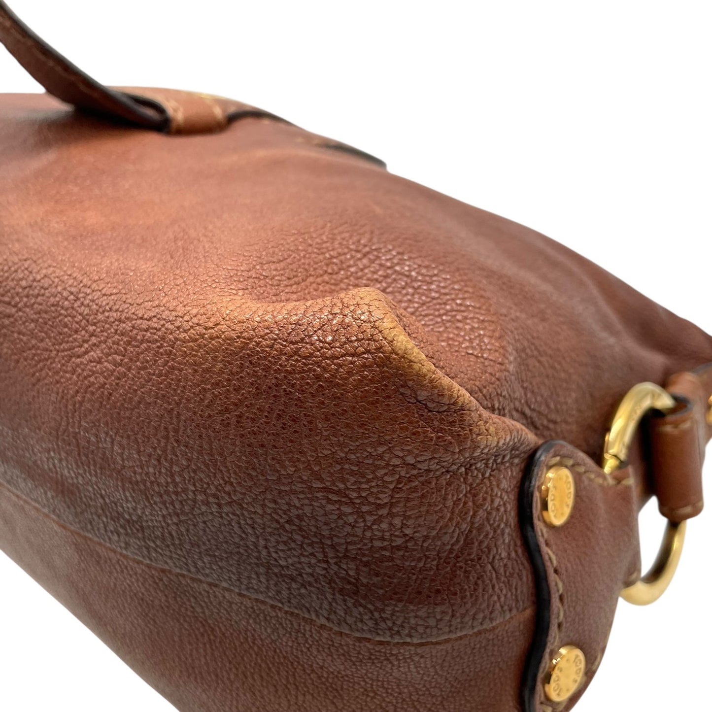 トッズ TOD’S レザー ハンドバッグ 茶色 ブラウン 金金具 ゴールド金具 ステッチデザイン 本革 B4