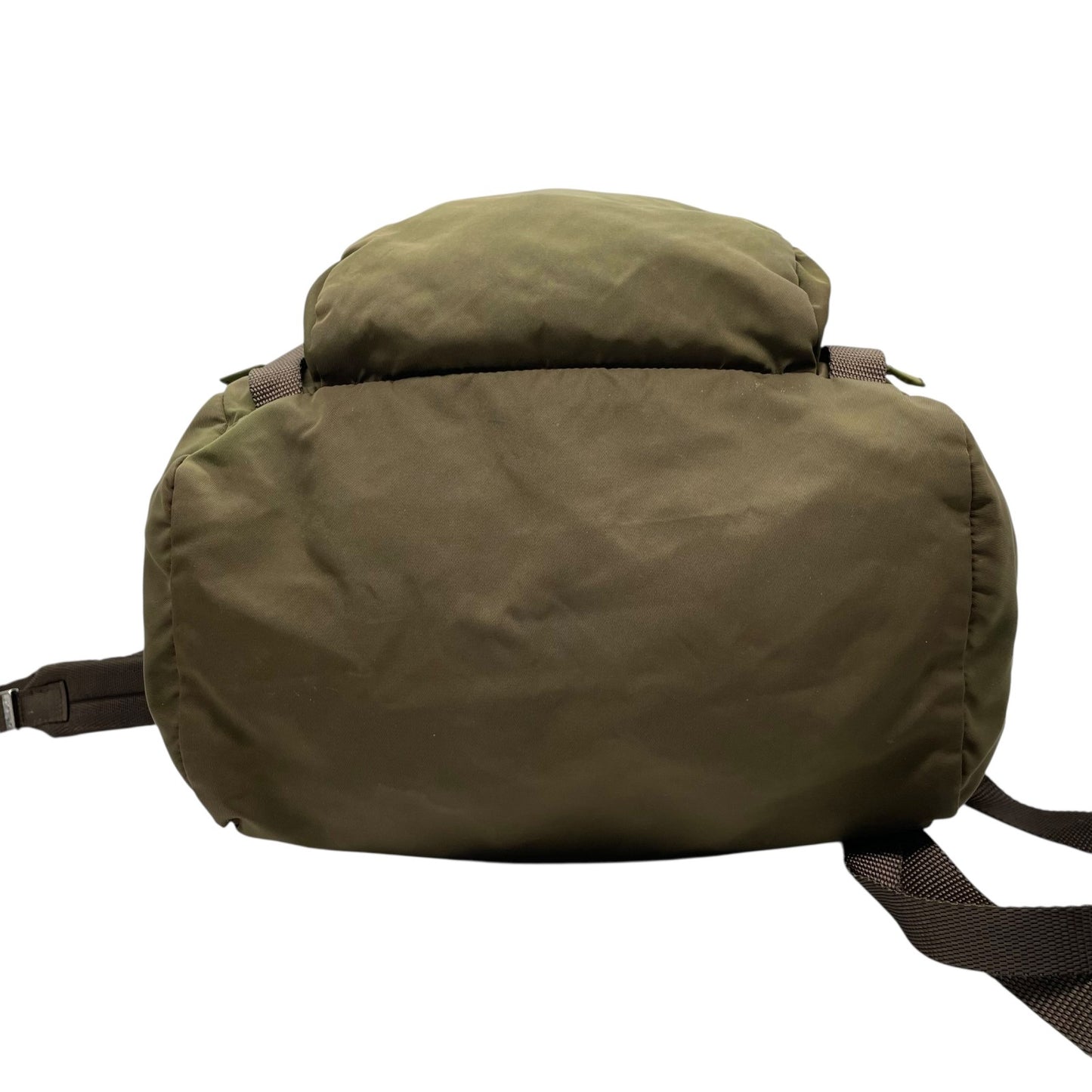 プラダ PRADA リュックサック バックパック カーキ 茶 ブラウン ナイロン 三角ロゴプレート トライアングルロゴ シルバー金具 メンズ レディース Z4