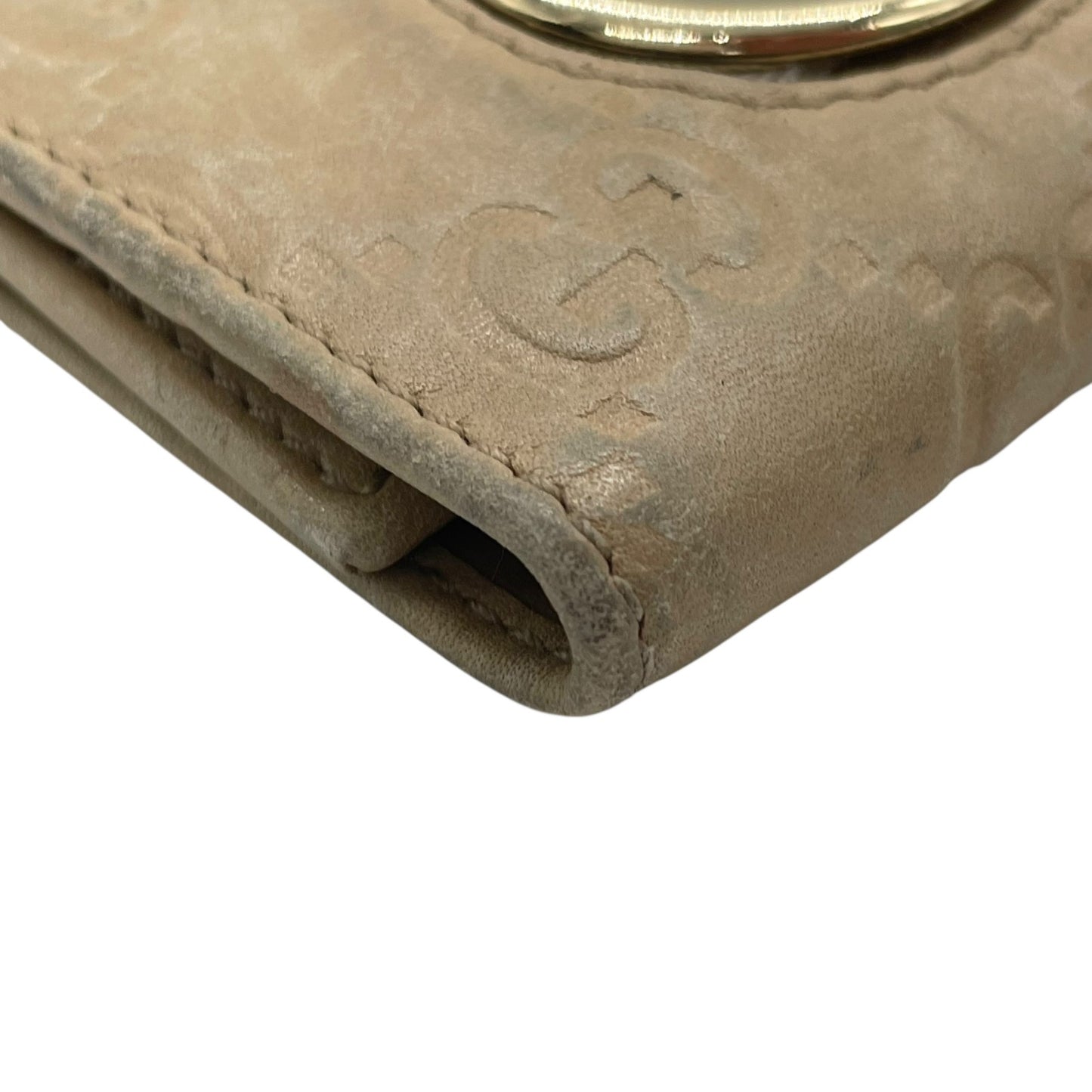 グッチ GUCCI グッチシマ 三つ折り キーケース インターロッキングG ベージュ レザー ゴールド金具 レディース M5