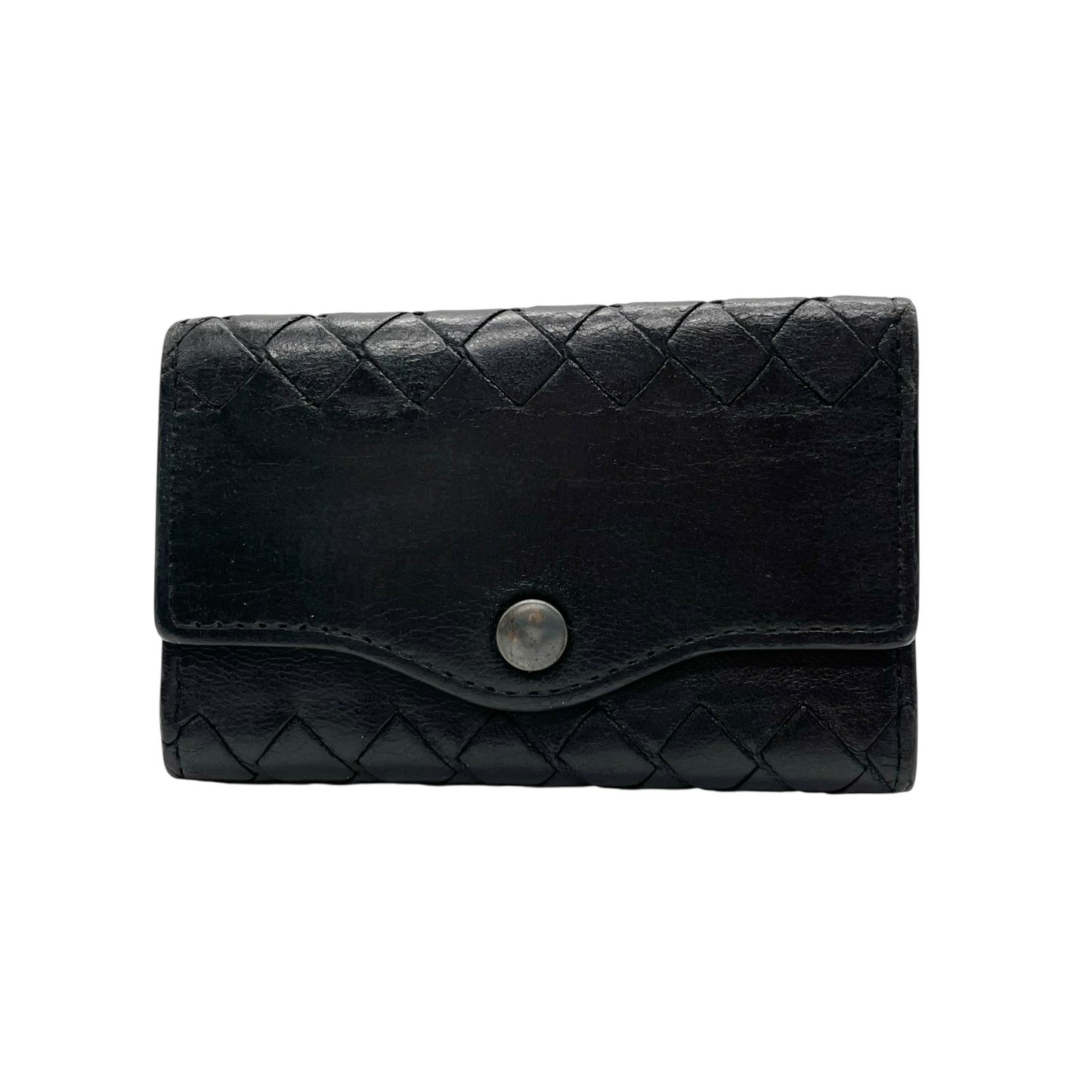 ボッテガヴェネタ BOTTEGA VENETA 三つ折り 5連 キーケース イントレチャート 黒 ブラック レザー ゴールド金具 メンズ レディース M5